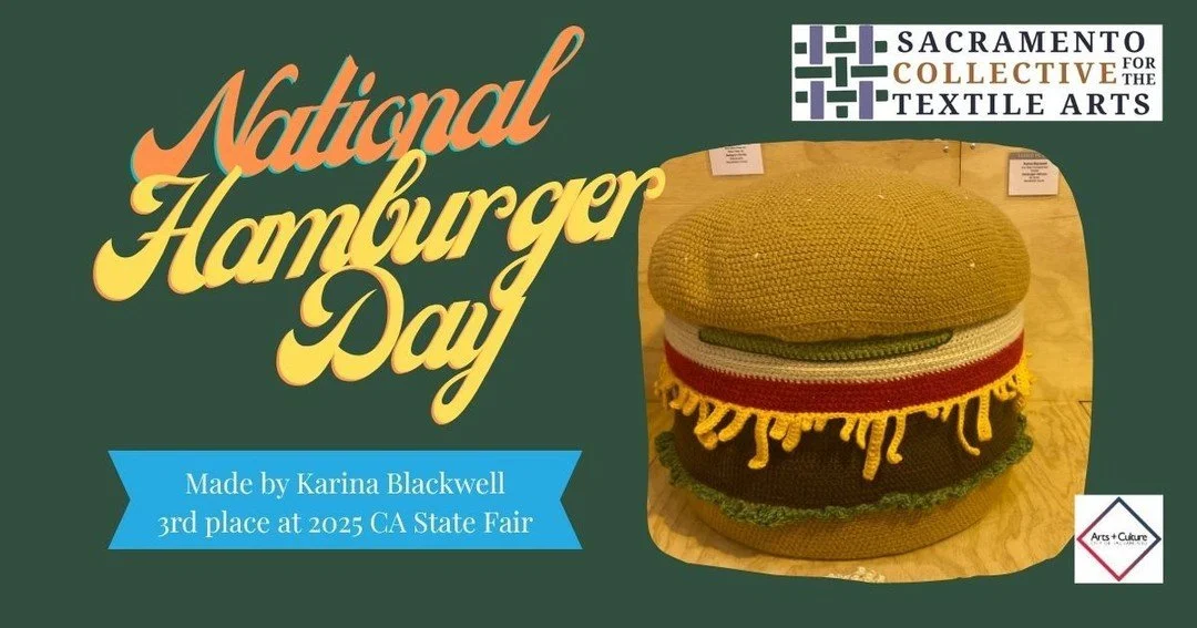 Happy National Hamburger Day! This is a great piece by Karina Blackwell, which placed 3rd at the 2025 CA state fair. #scta #textileart #castatefair #sacartists