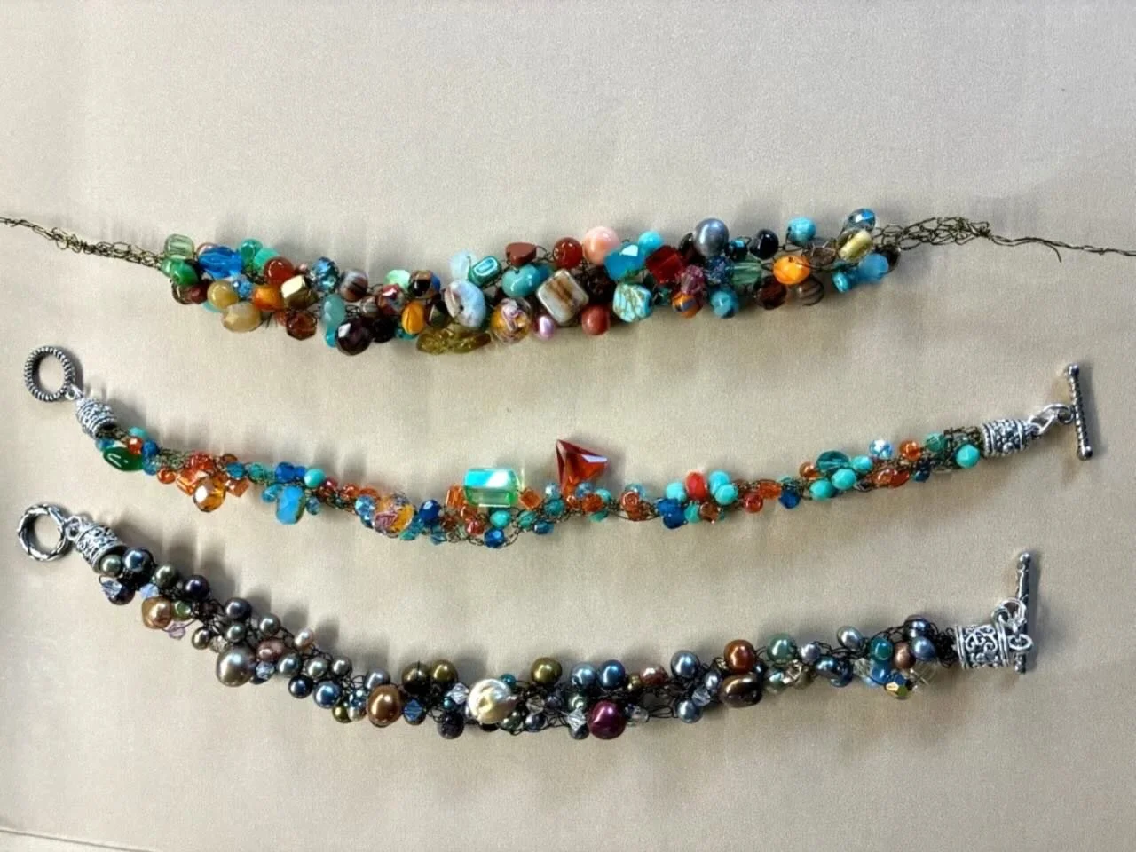 June 9th meeting will have Anne DeStefano showing you how to make crocheted wired bracelets. No need to have any crocheting experience. This is also a great chance to use your leftover beads. #scta #textilearts #sacevents #beads #art