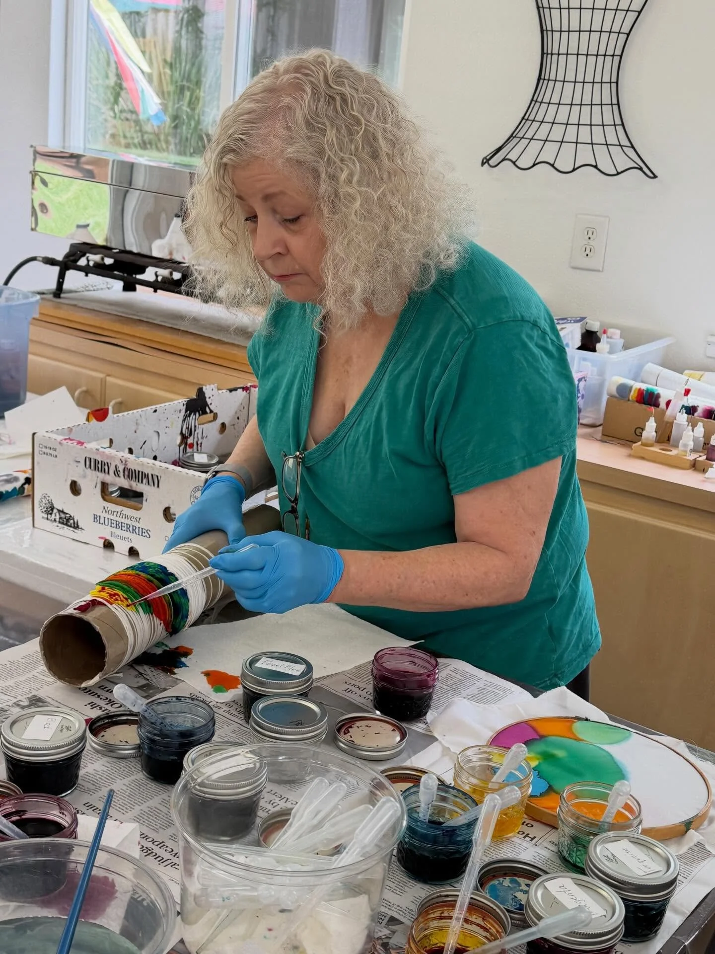 Yesterday was Day 1 of Joan McMurray&rsquo;s Introduction to Silk Painting workshop. We are learning so much about the different ways to dye silk and all the different types of silk. Today we paint. #scta #sacartists #silkart #silkdye