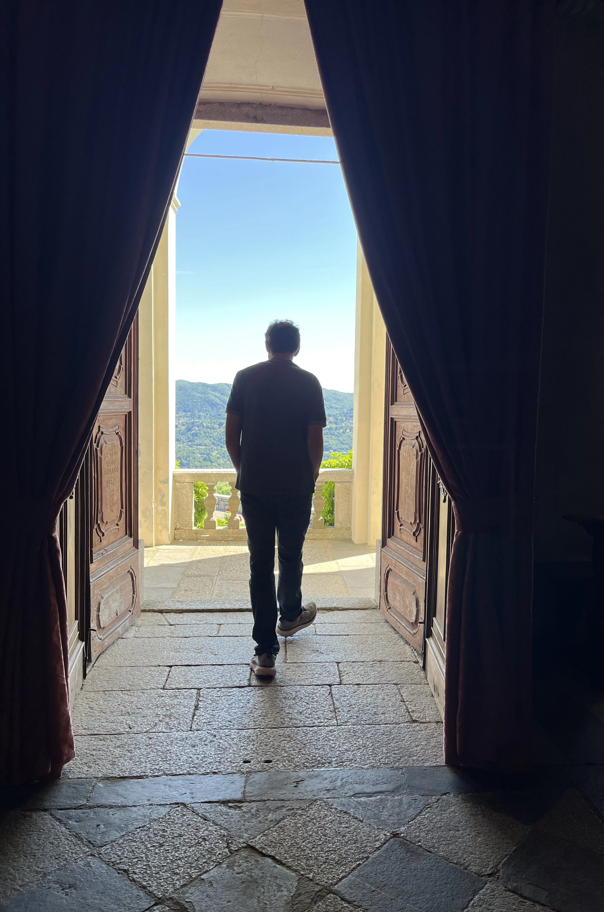 Walking towards a vista, Lake Orta, Italy