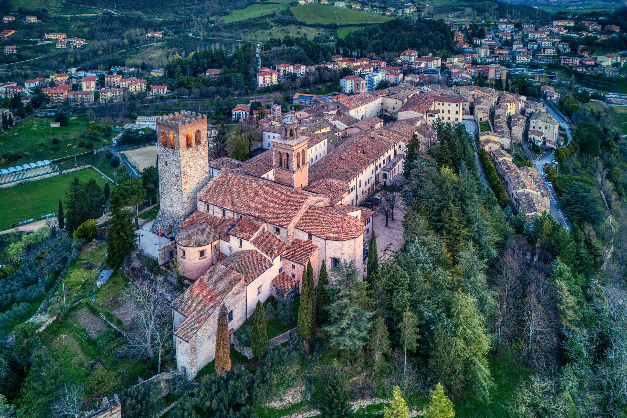 Historic stone tower in Nocera Umbra, Italy—simple, beautiful Italian destination recommended by Italy Within Reach