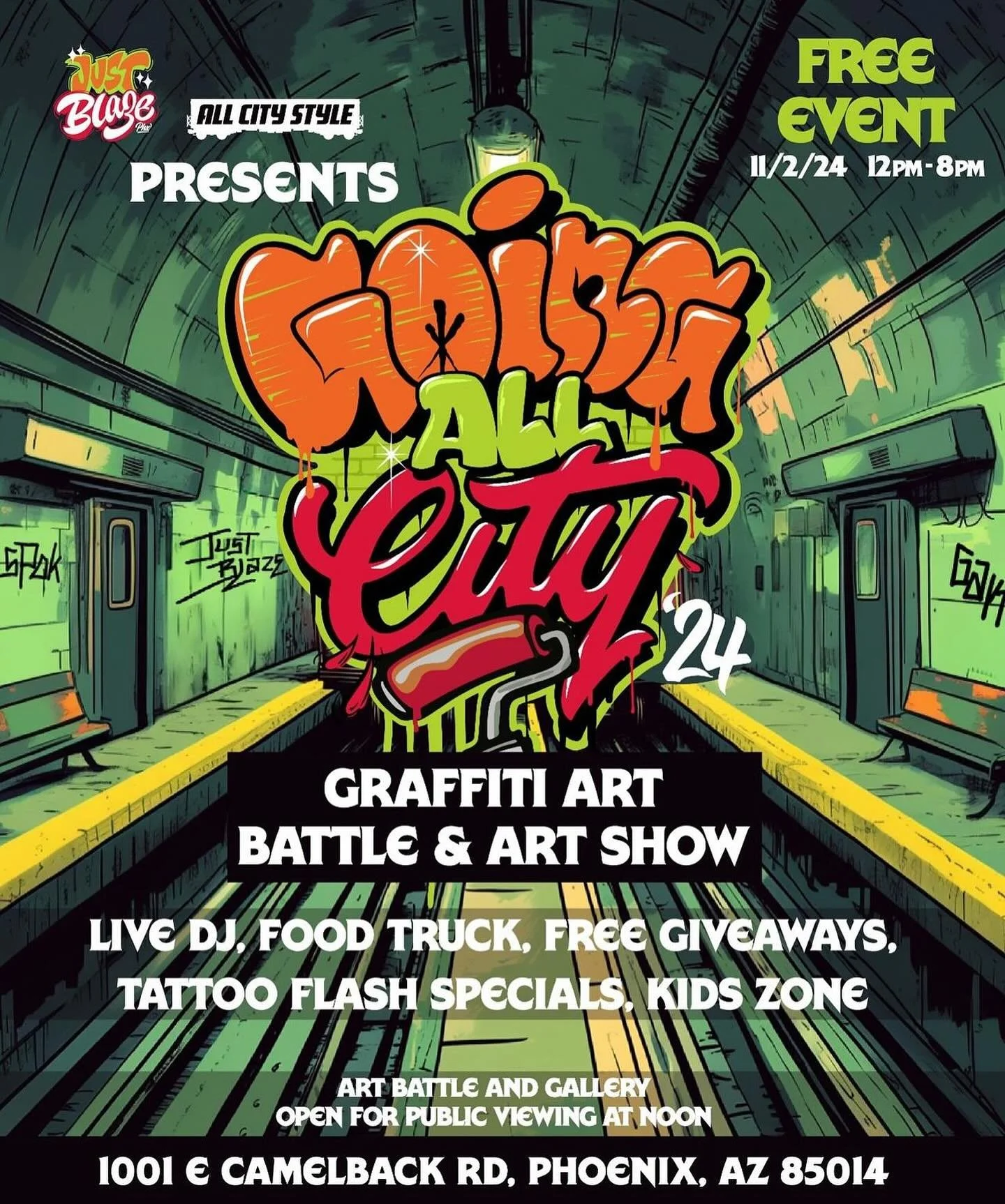 Nov 2 we are GOING ALL CITY in Phoenix care of @justblazephx - check out all the details of this event over on their page! All City Style trains painted by artists from PHX, NYC and all points in between will be featured in their gallery. Shaping up 