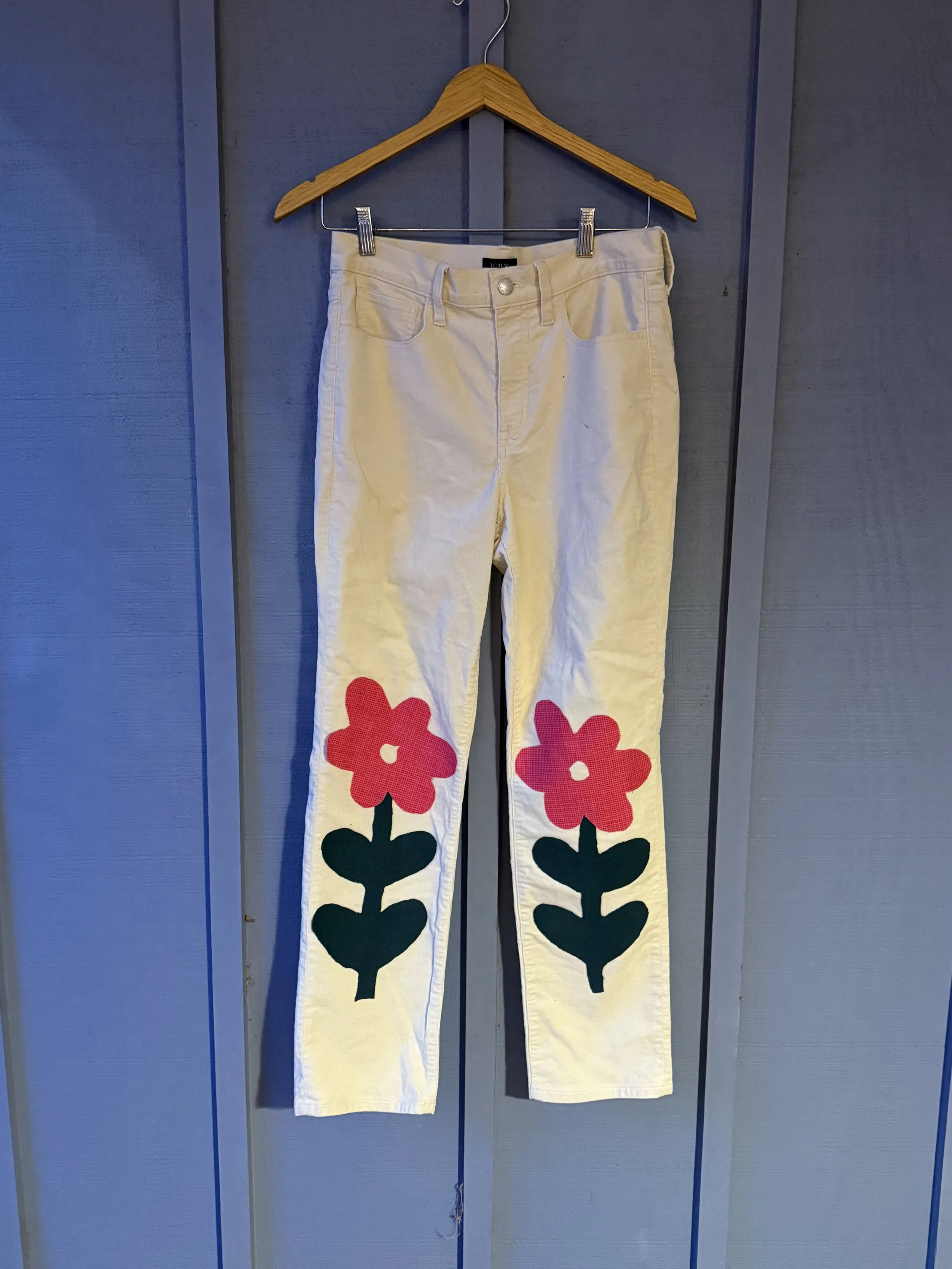 Blooming Dreams- White Corduroy high waisted