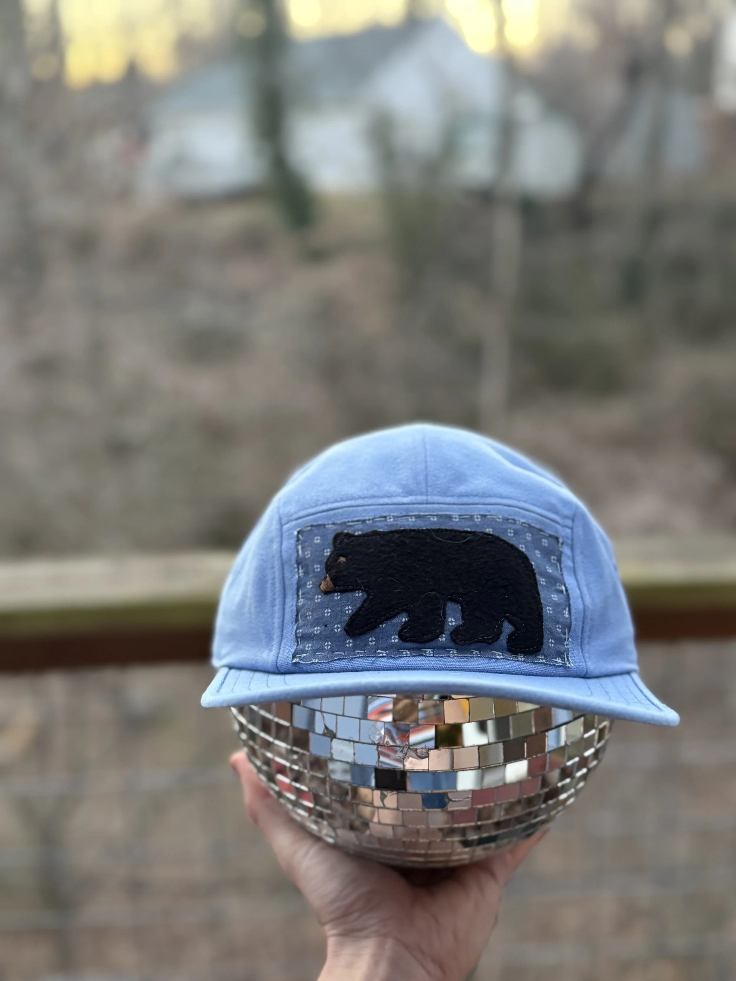 Black Bear Hat- blue five panel