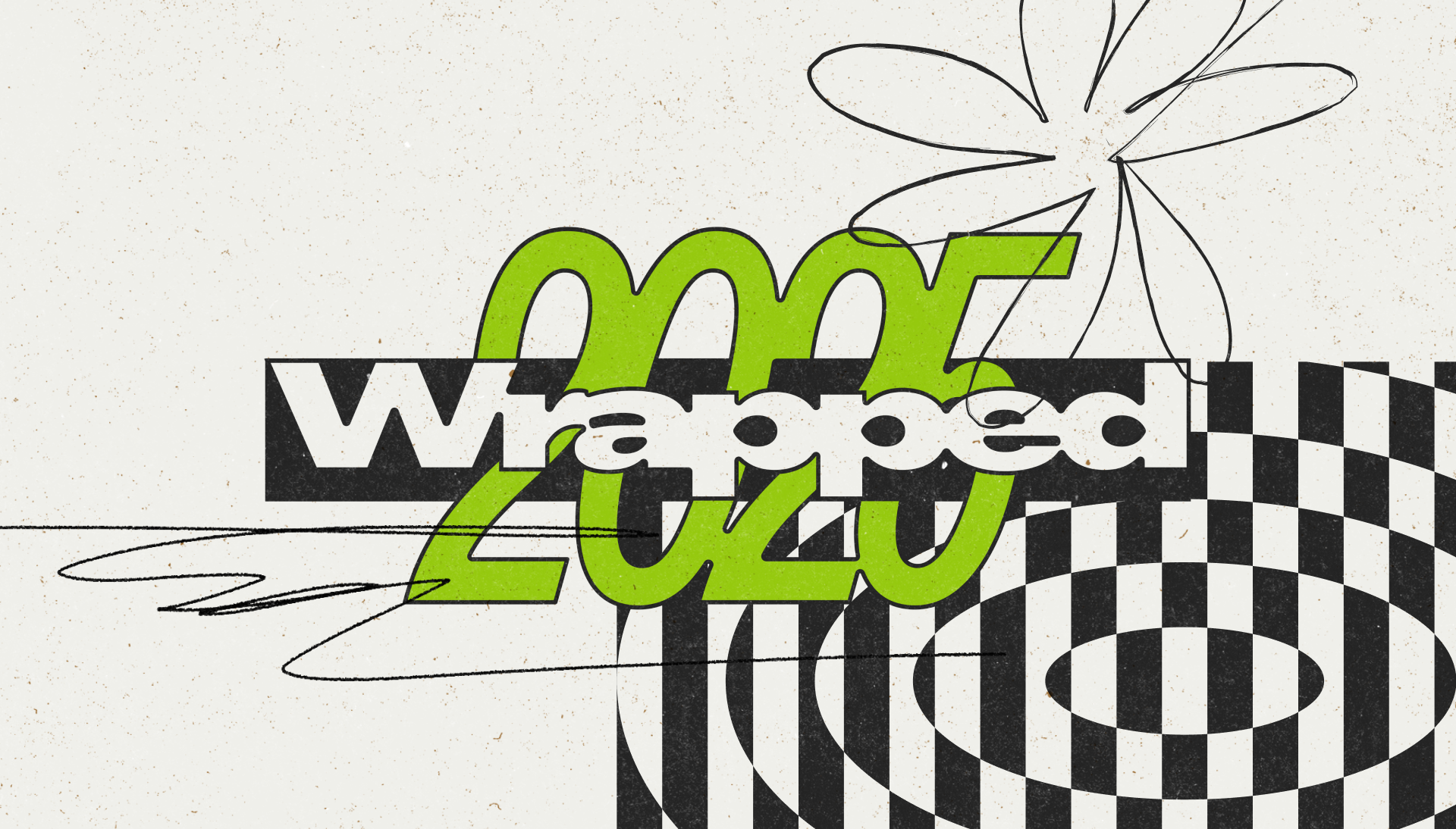 Abstract graphic design with the phrase "Hope was good enough" in bold, stylized text, with a checkerboard pattern and swirling lines in the background.