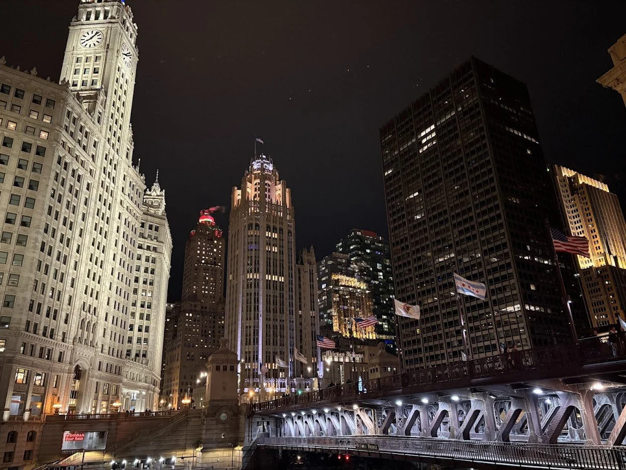 Tribune Tower and River.