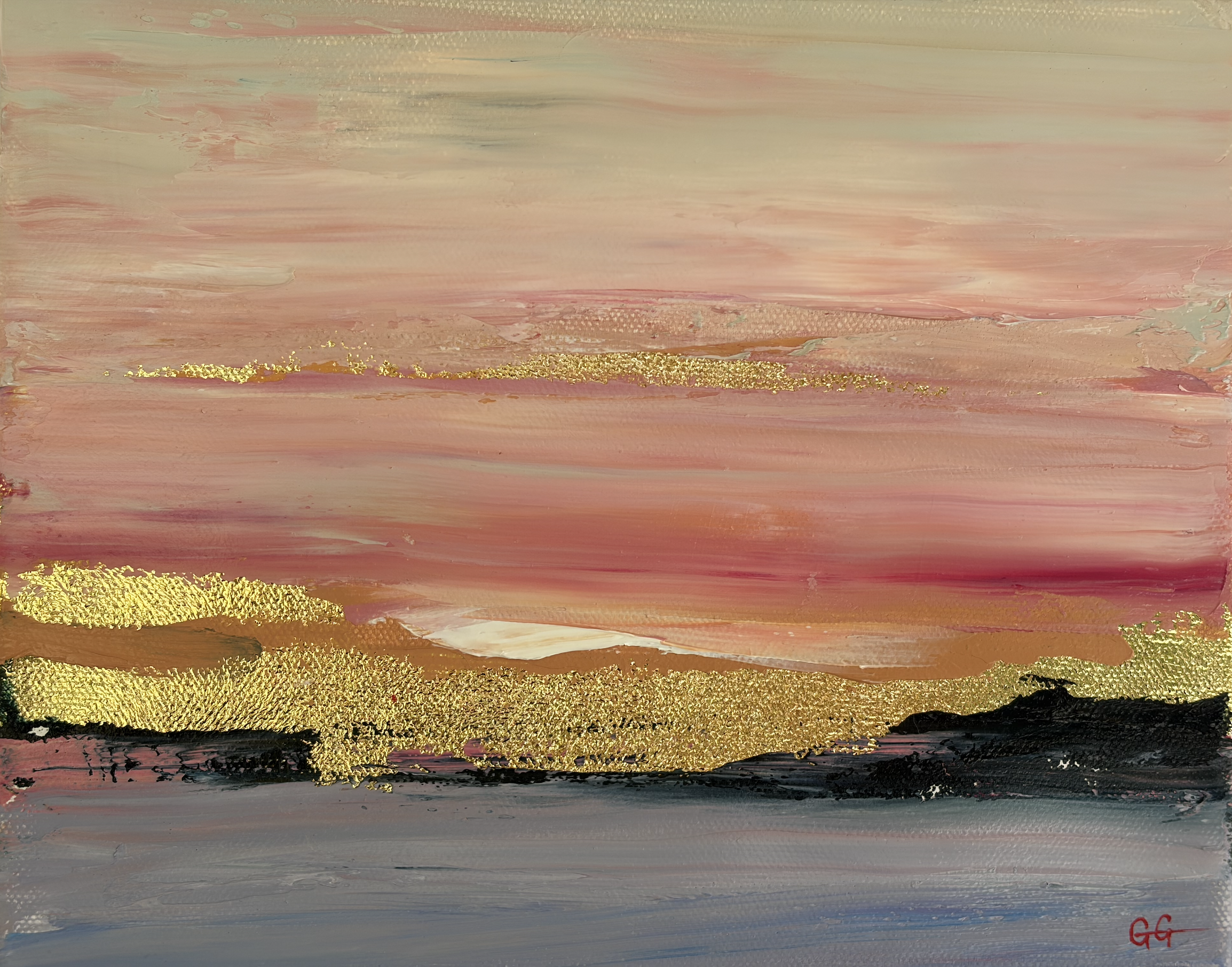 Blush, original oil painting 8x10 inches, abstract landscape, Georgina Gilmore Art, Sacramento California