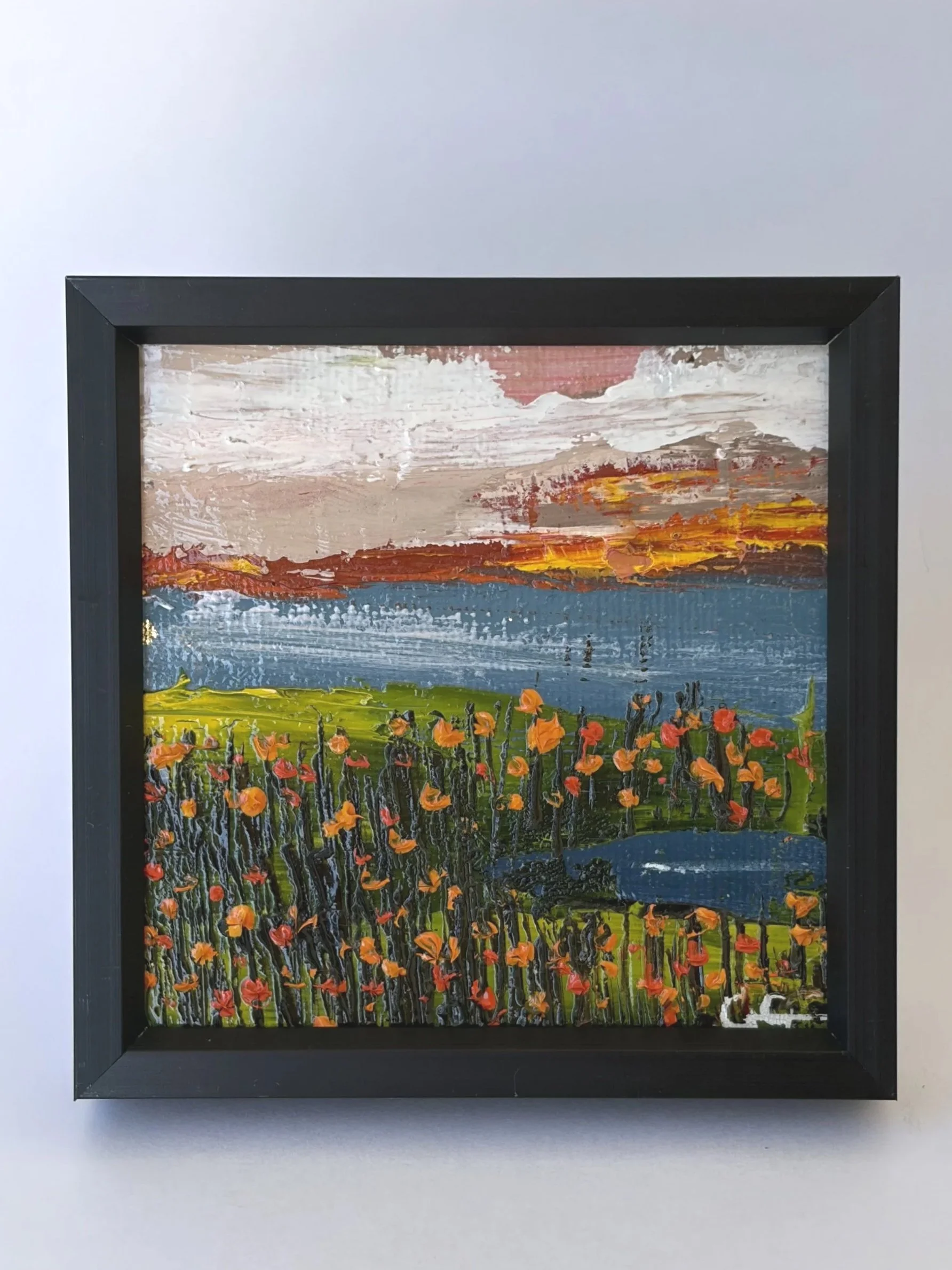Baby Vernal pool Flowers, georgina gilmore mini oil paint, vernal pools CA painting