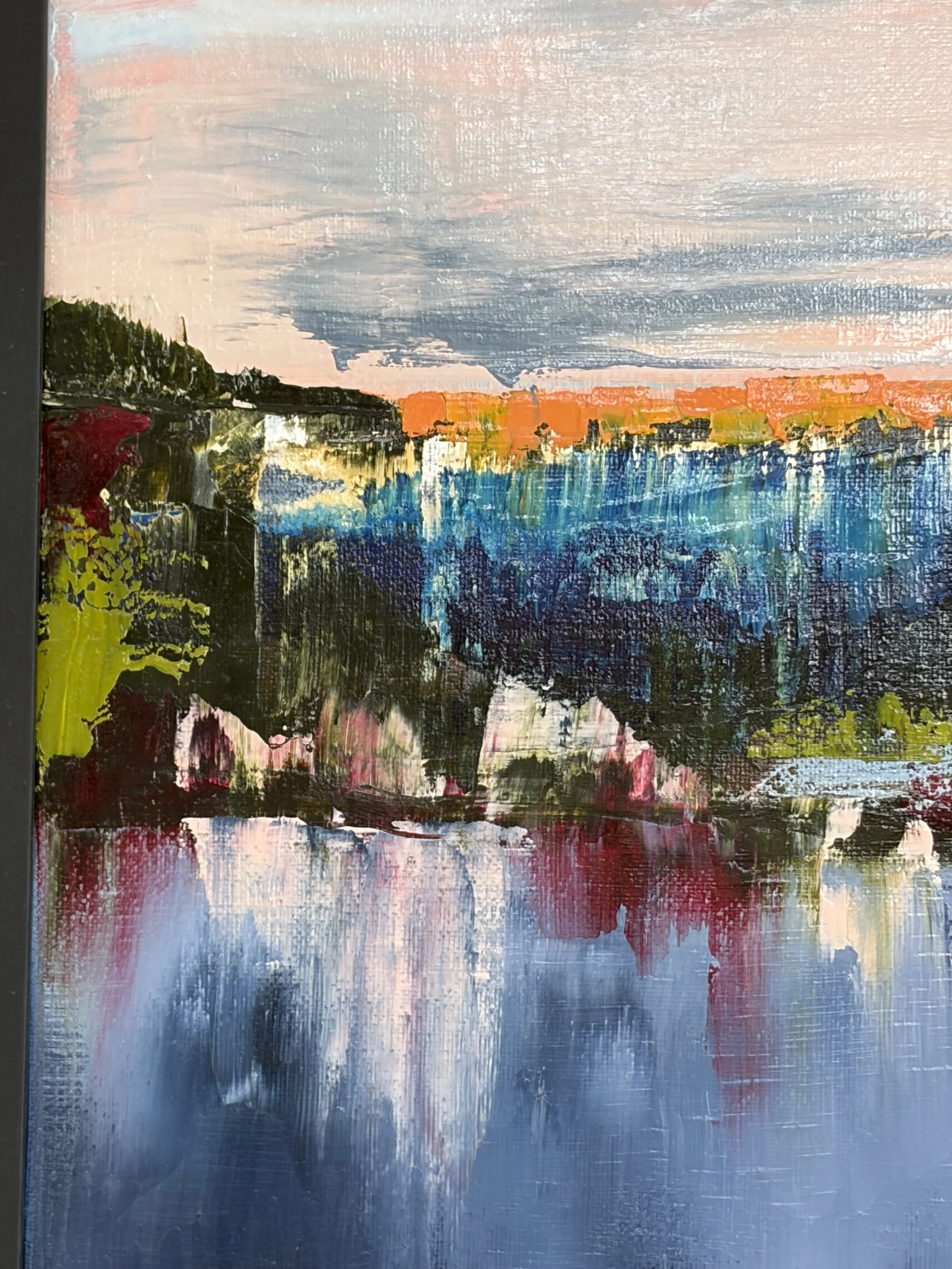 The Edge, original oil painting 12x24 inches, oil on linen panel, abstract landscape, Georgina Gilmore Art