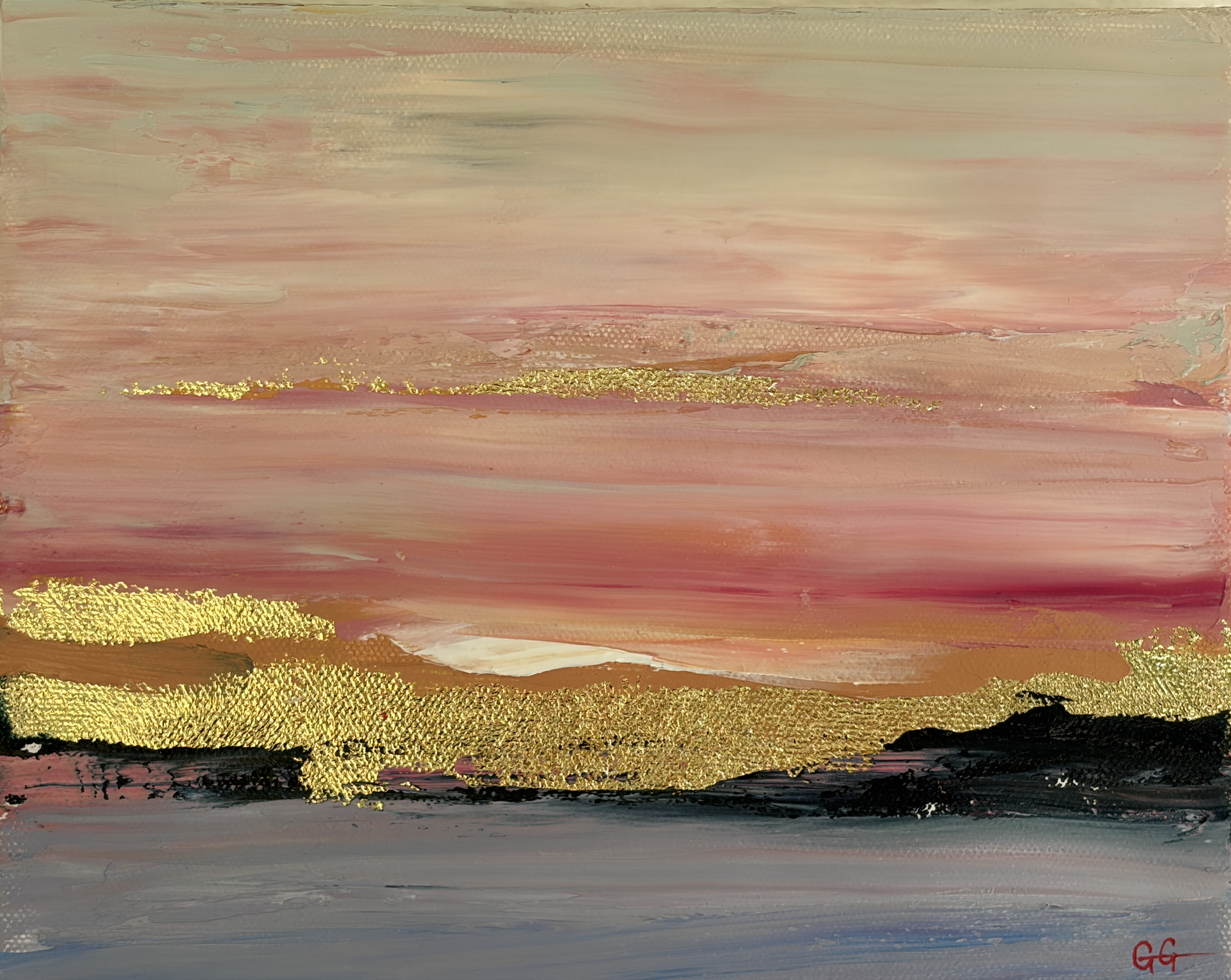Blush, original oil painting 8x10 inches, abstract landscape, Georgina Gilmore Art, Sacramento California