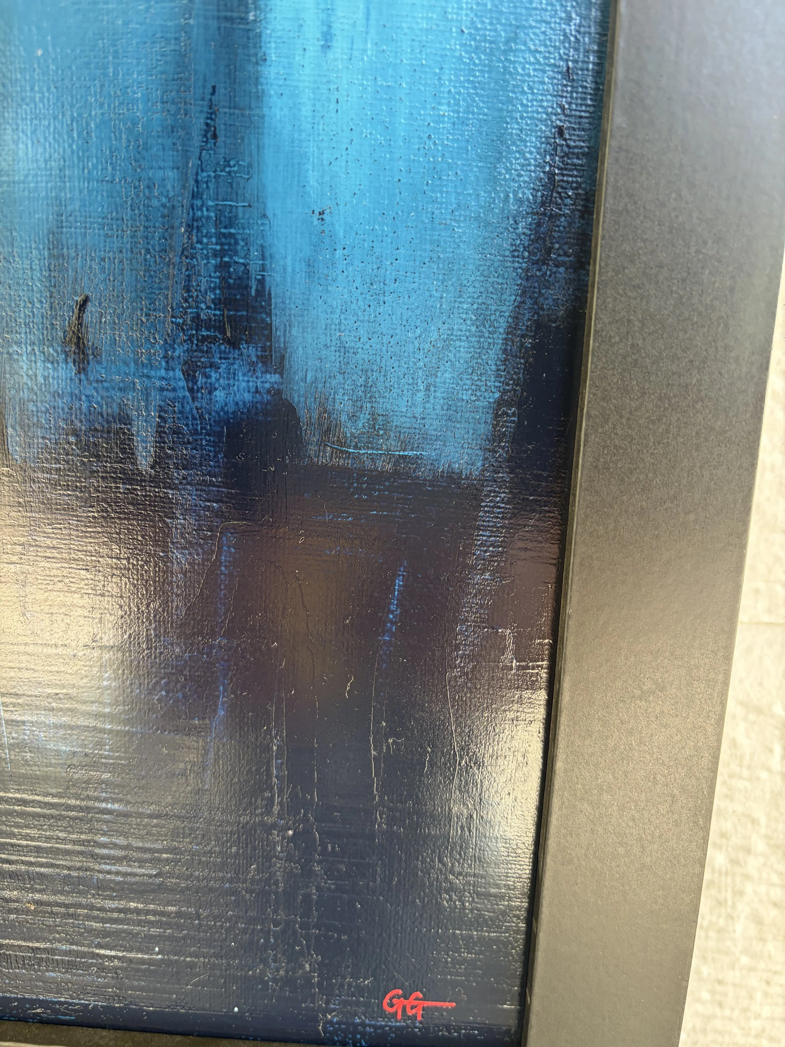 Dusk Line, original oil painting 12x36 inches, abstract landscape, Georgina Gilmore Art, Sacramento California