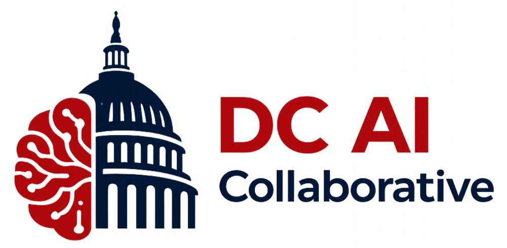 Logo of D.C. AI Collaborative showing a stylized brain and the U.S. Capitol building.