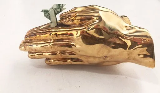 IN GOD WE TRUST EVERYONE ELSE
PAYS CASH - EAGLE, 2015, Bronze and Dollar Bills, 6 x 8 x 5 inches (15.2 x 20.3 x 12.7 cm)