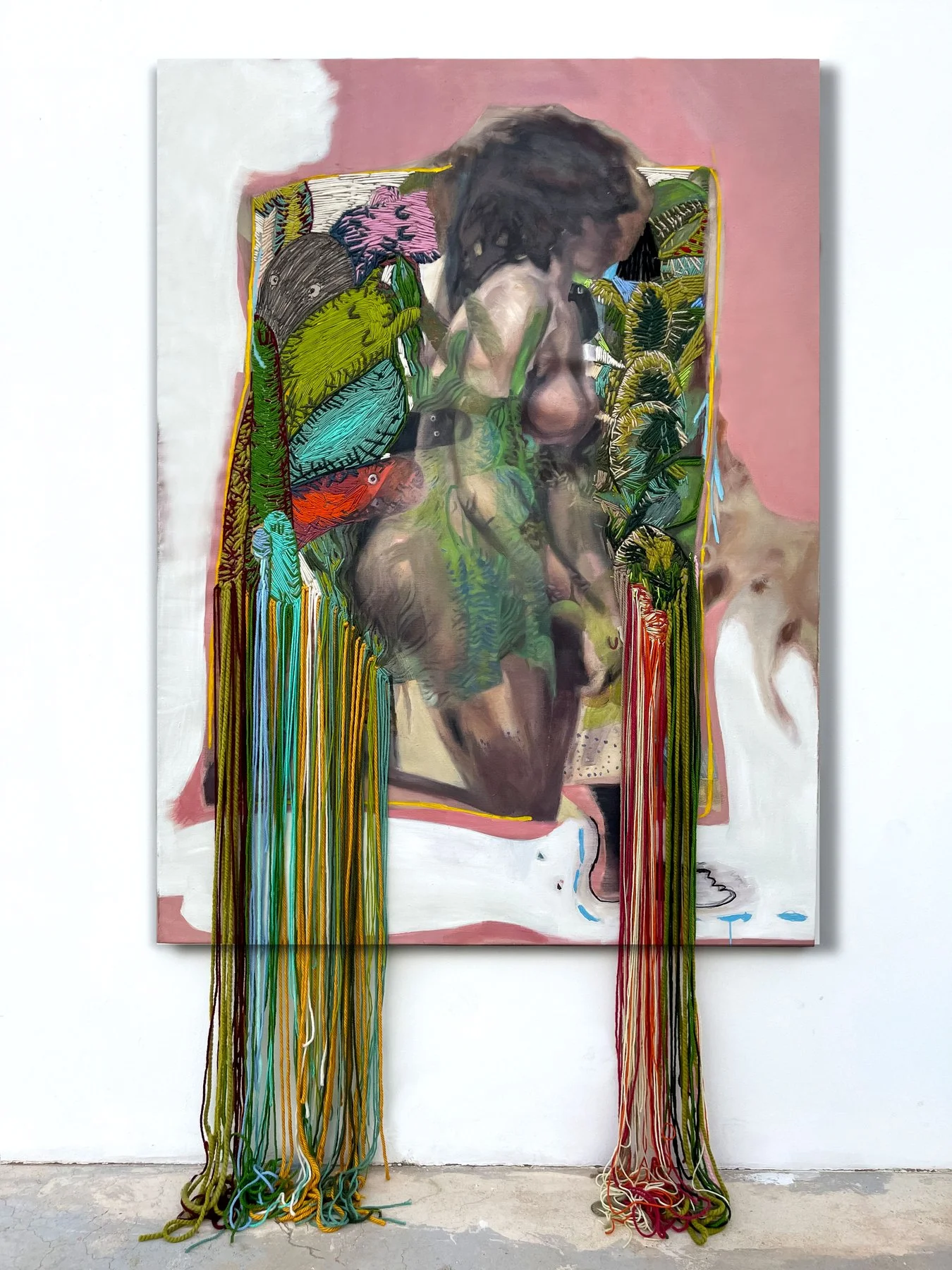 Mother Nature’s Calling, 2021

Oil, felt tip pen, acrylic and wool yarn on linen

62 x 47in | 157x 119cm