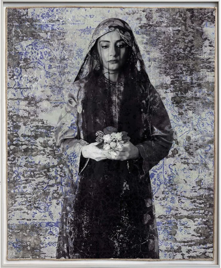 Al-Yasmin,

2023,

Mixed media, hand-woven silk treated with acrylic colors and collage

120 x 174 cm | 47.24 x 68.5 in