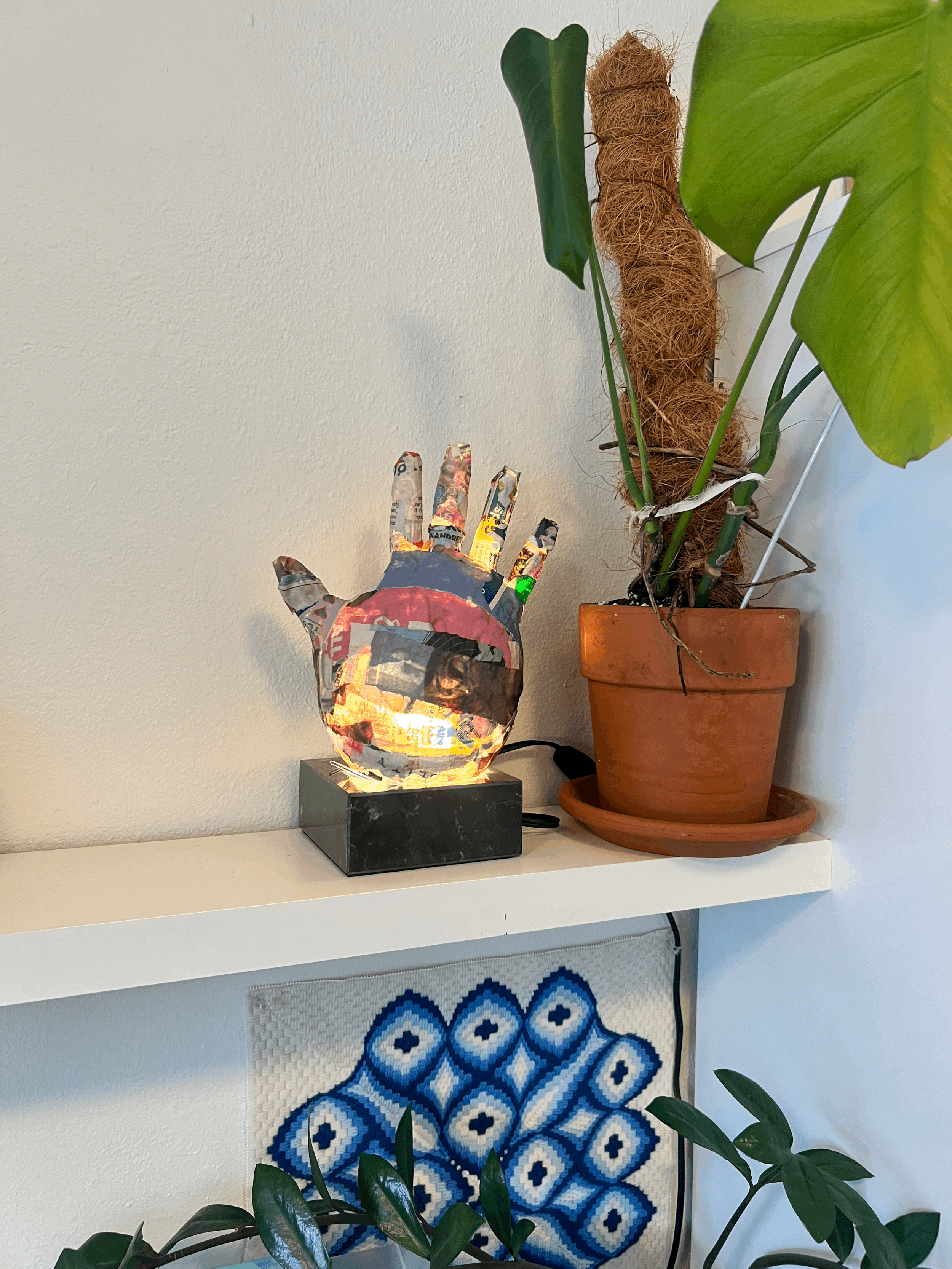 Paper Mache Glove Lamp