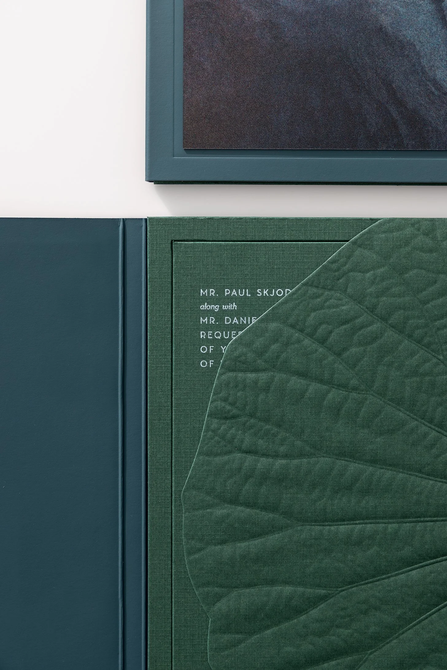 Close-up of a green textured sculpted embossed leaf.