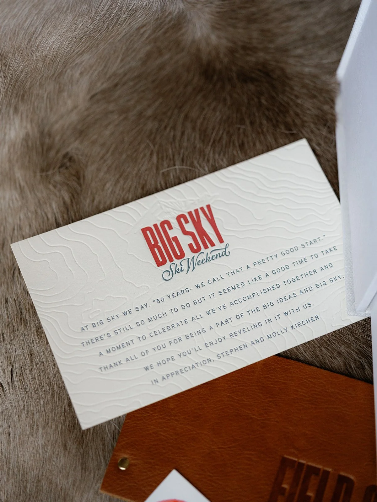Letterpress invitation for Big Sky ski weekend
