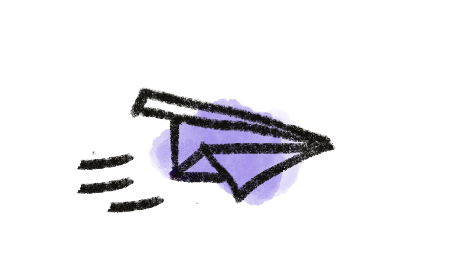 A stylized illustration of a blue gemstone with black outlining, accompanied by three black squiggly lines to the left, set against a transparent background.