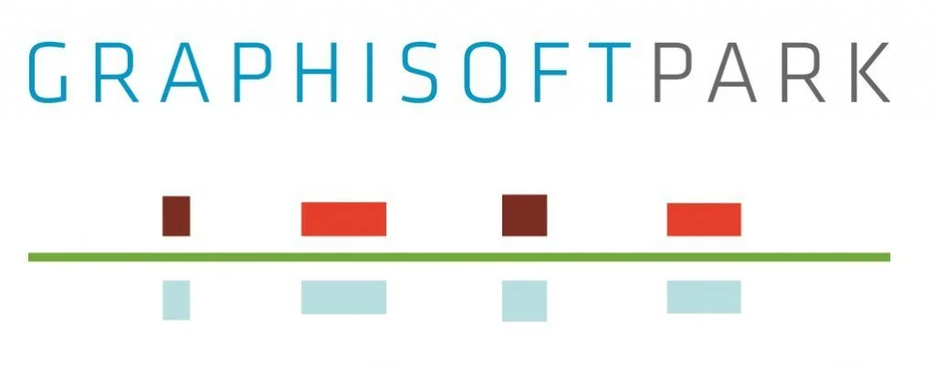 Logo for Graphisoft Park with stylized text and colored blocks underneath.