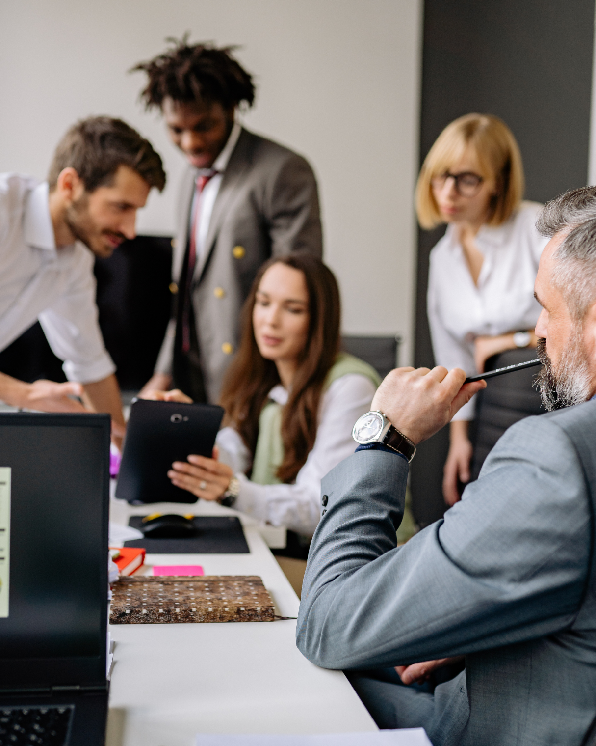 employees on a meeting
