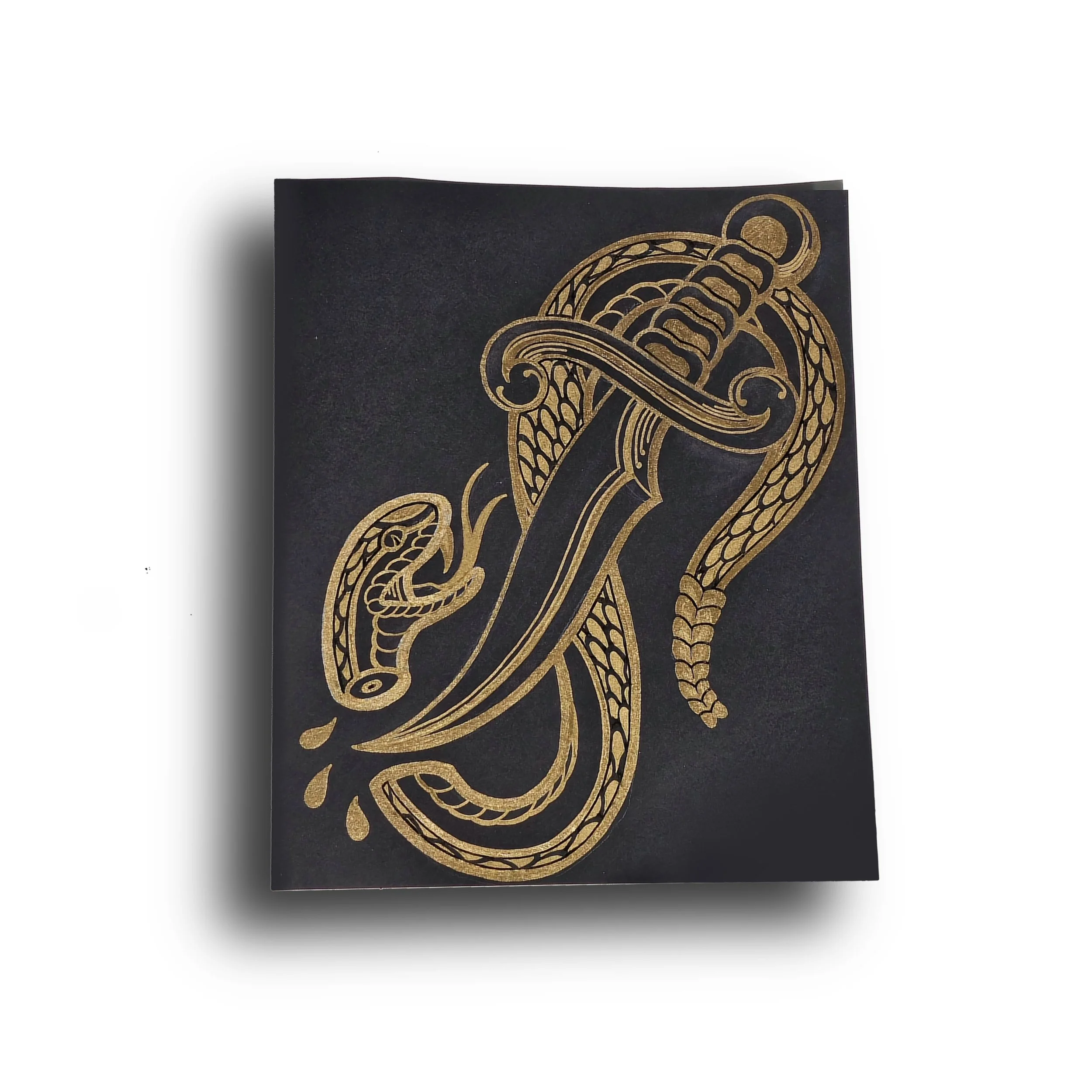 Gold Snake & Dagger Painting