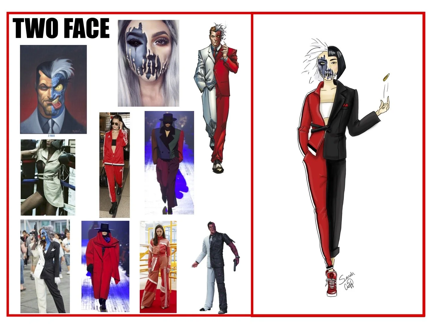 Two Face concept sketch for a DC Barbie pitch