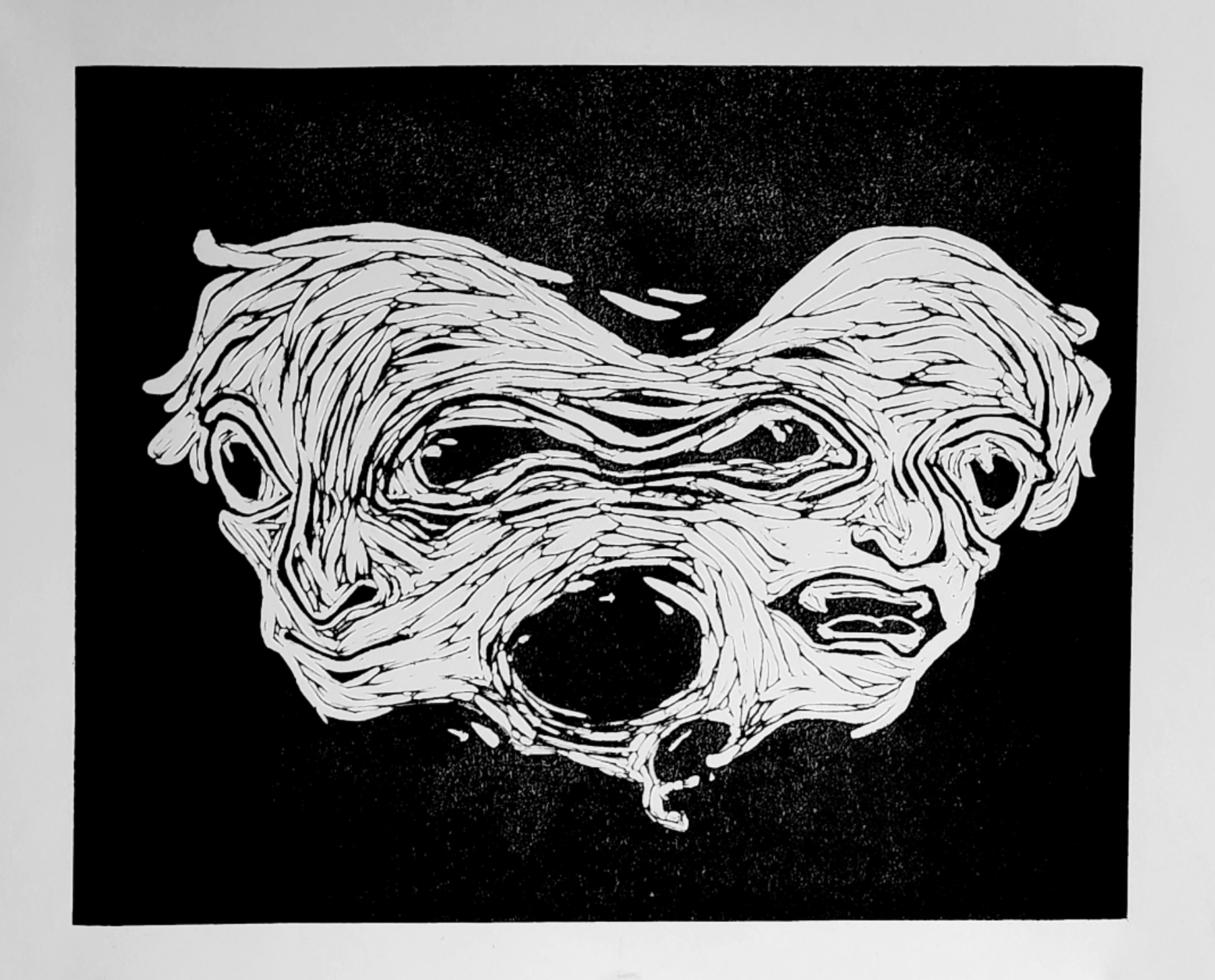 Split (Linocut; 2022)
