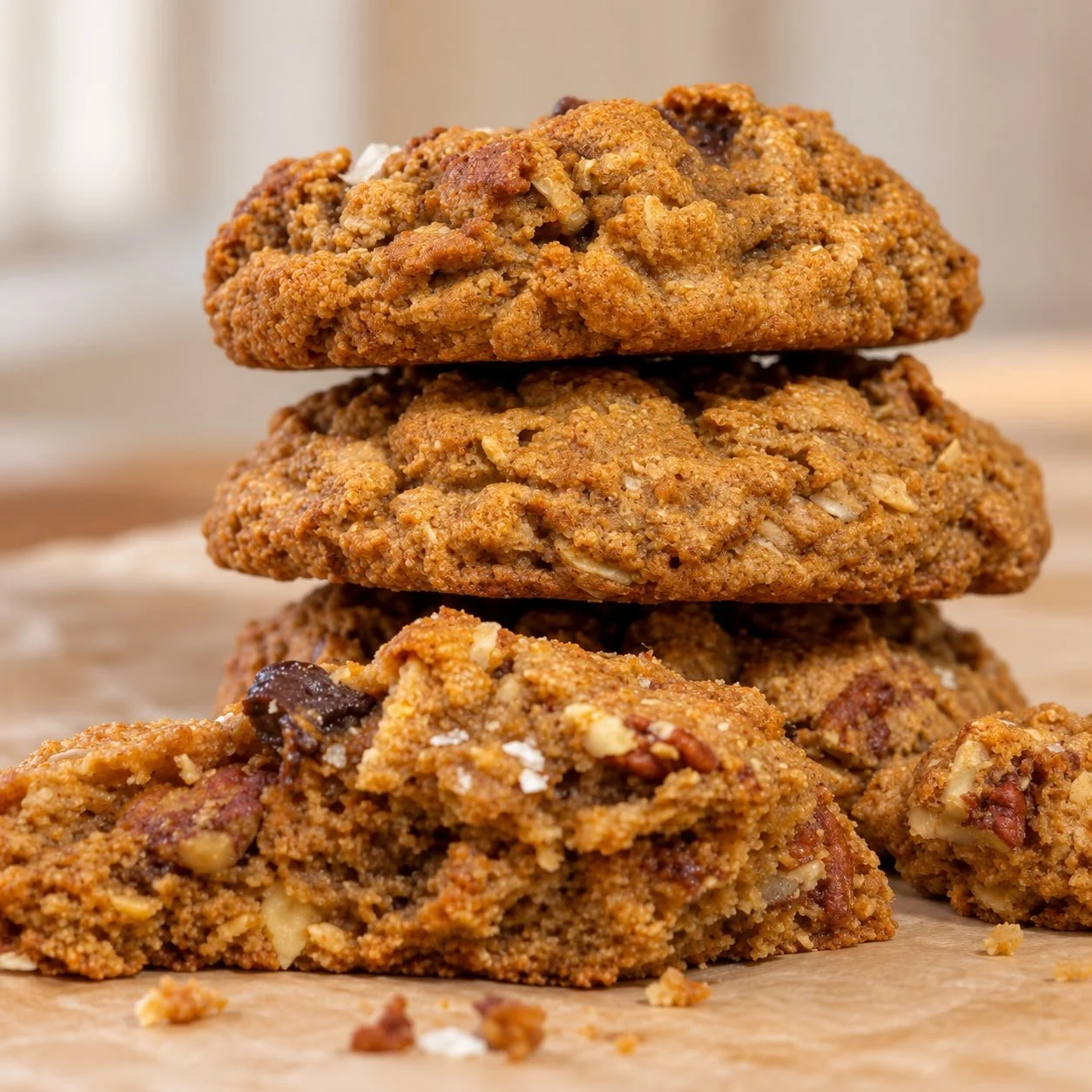 Fresh Milled Sourdough Pumpkin Pecan Cookies