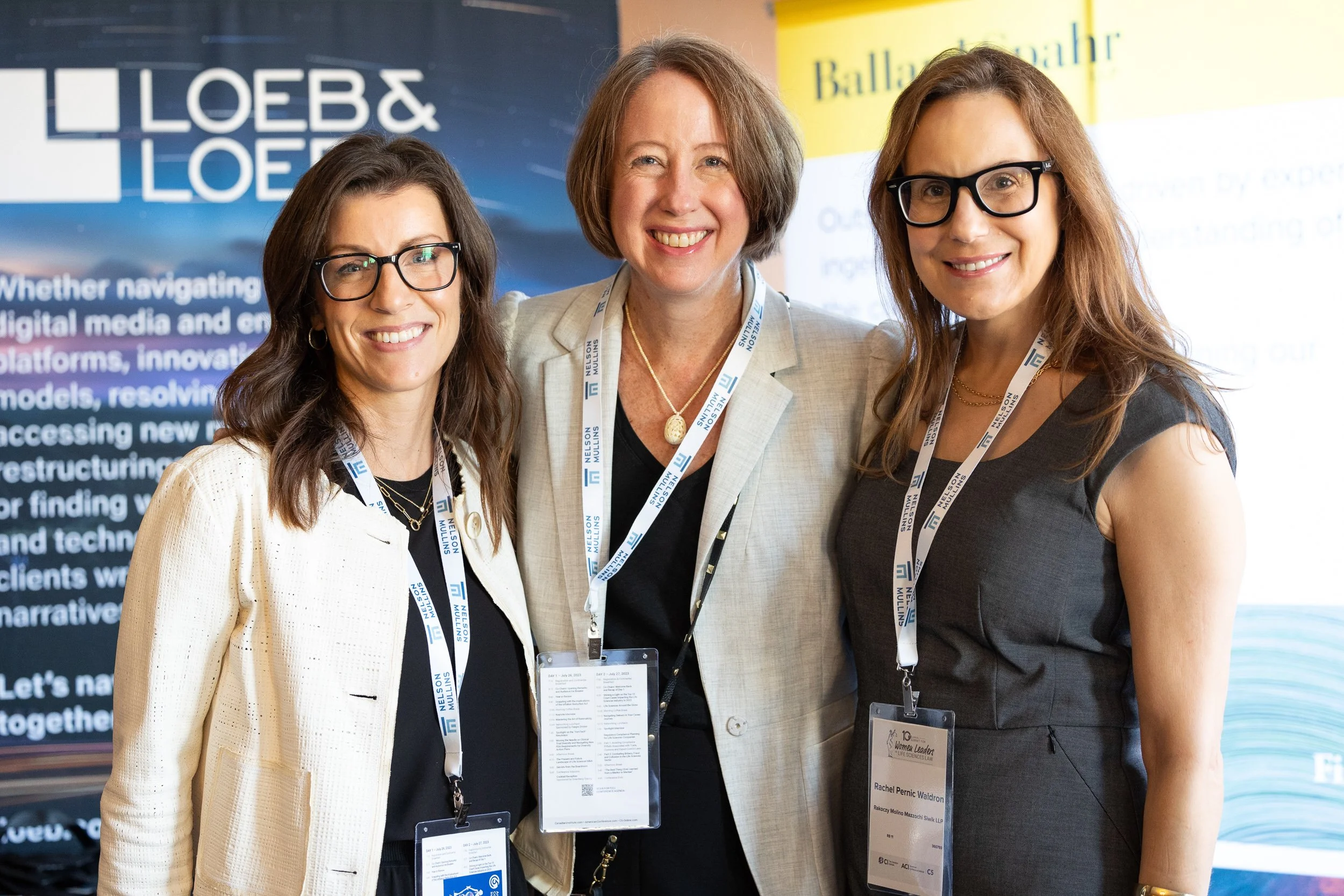 Three women attending a convention in Boston, Massachusetts.