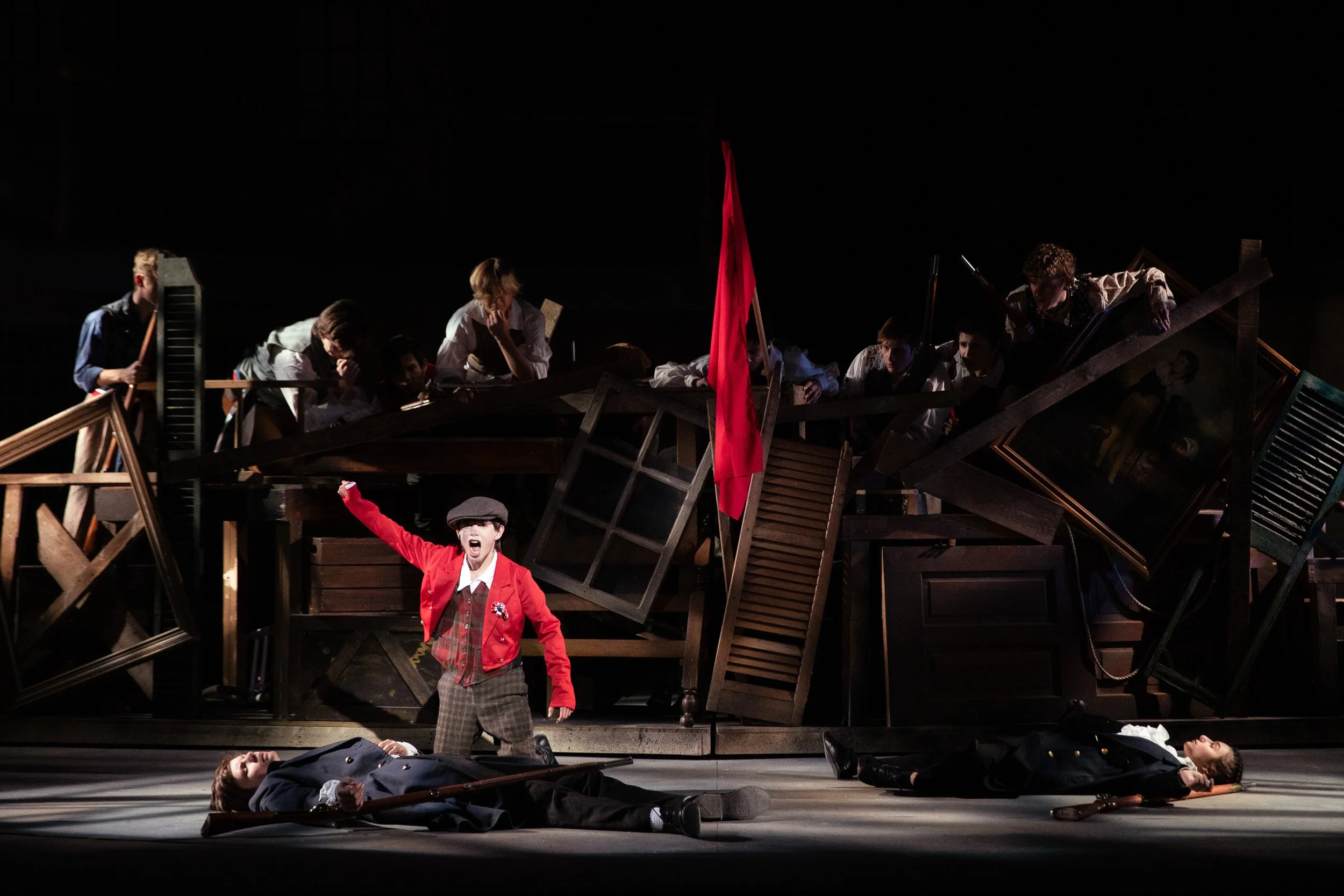 High school actors in a production of Les Miserables at a private school in Dedham, Massachusetts.