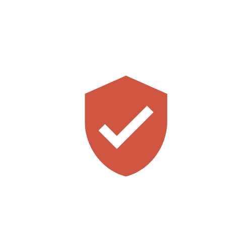 A black icon of a person with a shield and a check mark, symbolizing security or protection.