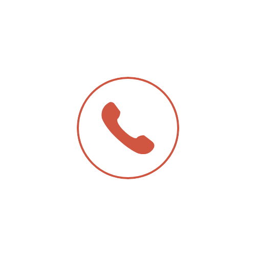 Icon of a red telephone handset inside a white circle with a red border, representing a call button.