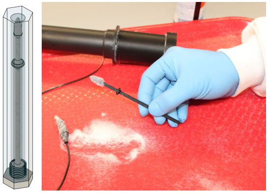 Final swab design. Bristles are adhered to the swab via electrostatical flocking.