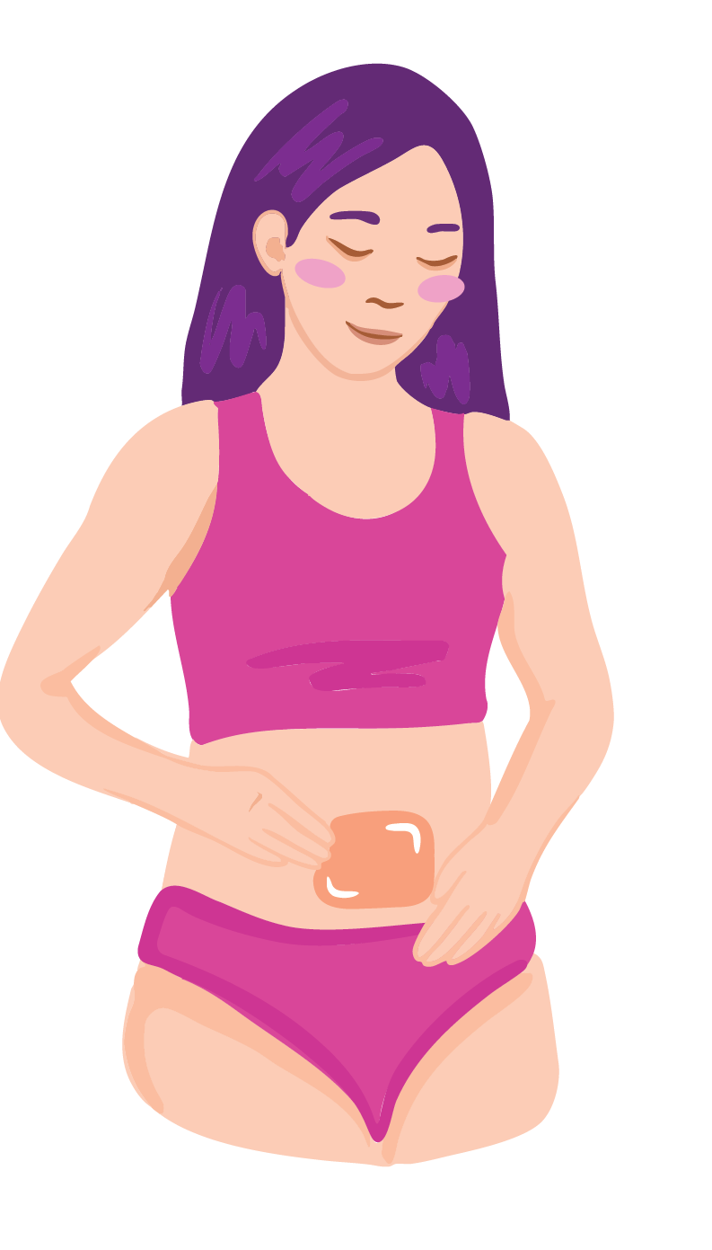 Illustration of a girl wearing a transdermal patch.