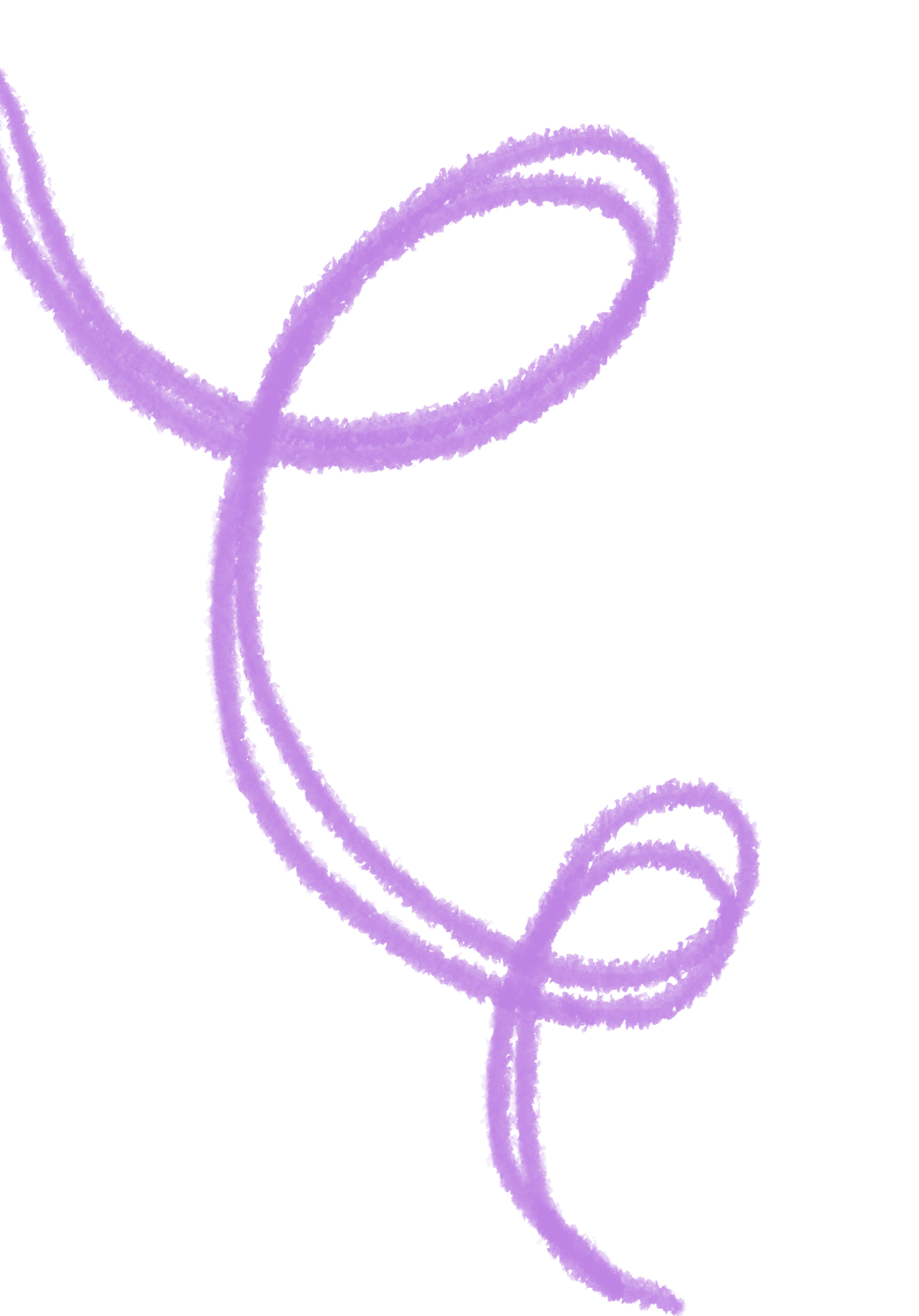 A purple, stylized scribble.
