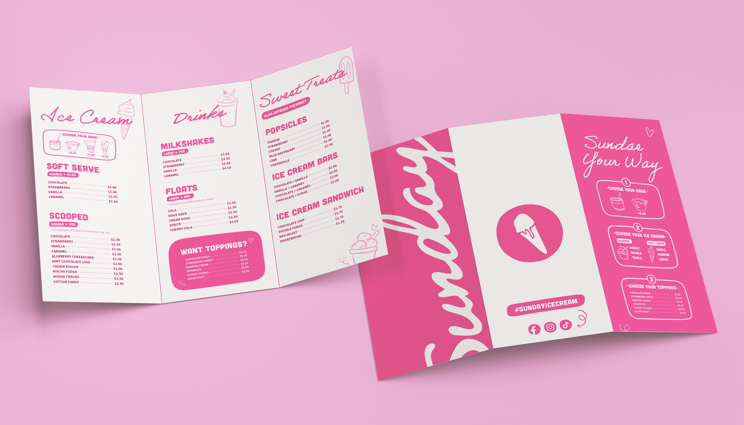 Sunday in-shop menu.