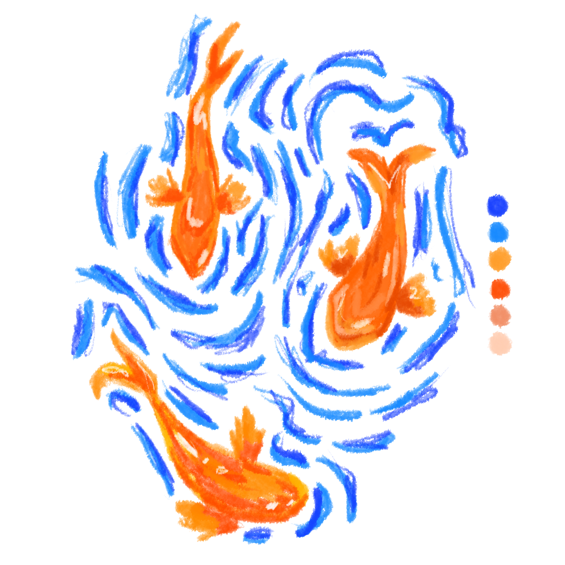 Illustration of Koi fish in a pond