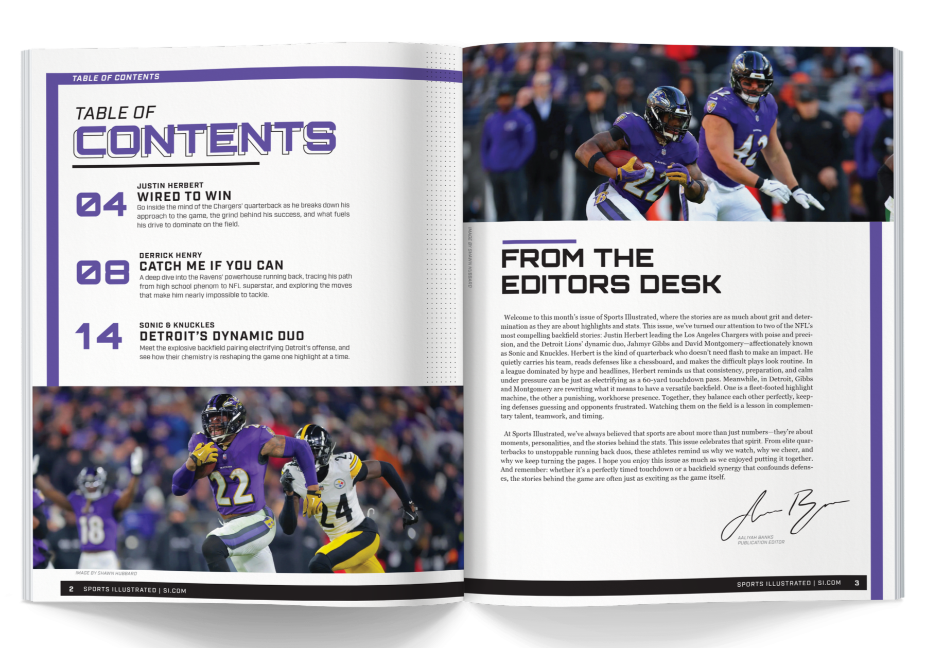 Mockup of the "Letter from the Editor" spread.