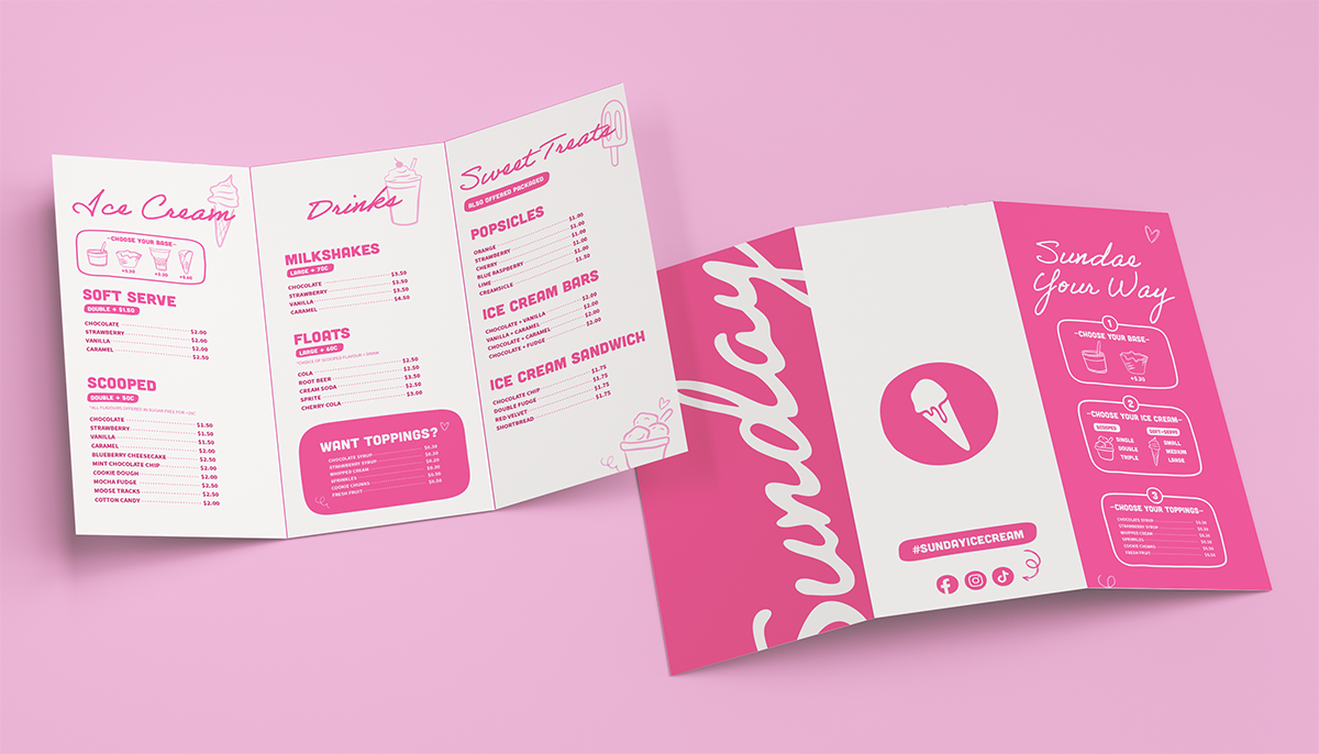 Sunday in-store menu.