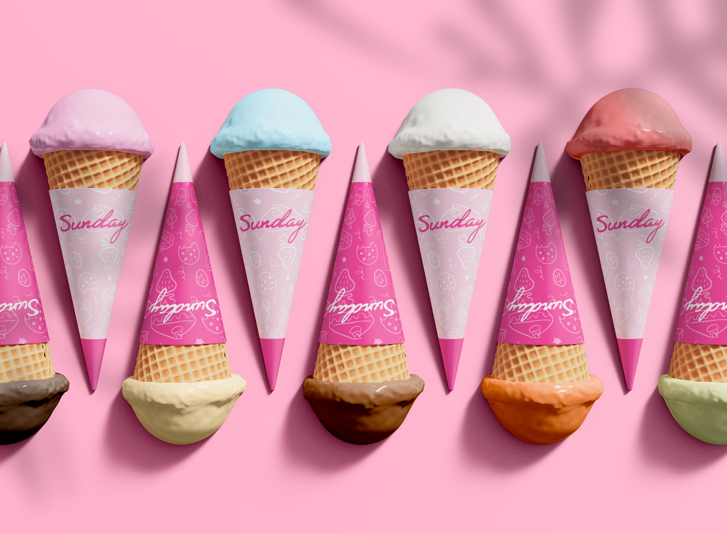 Sunday cone wrap labels.