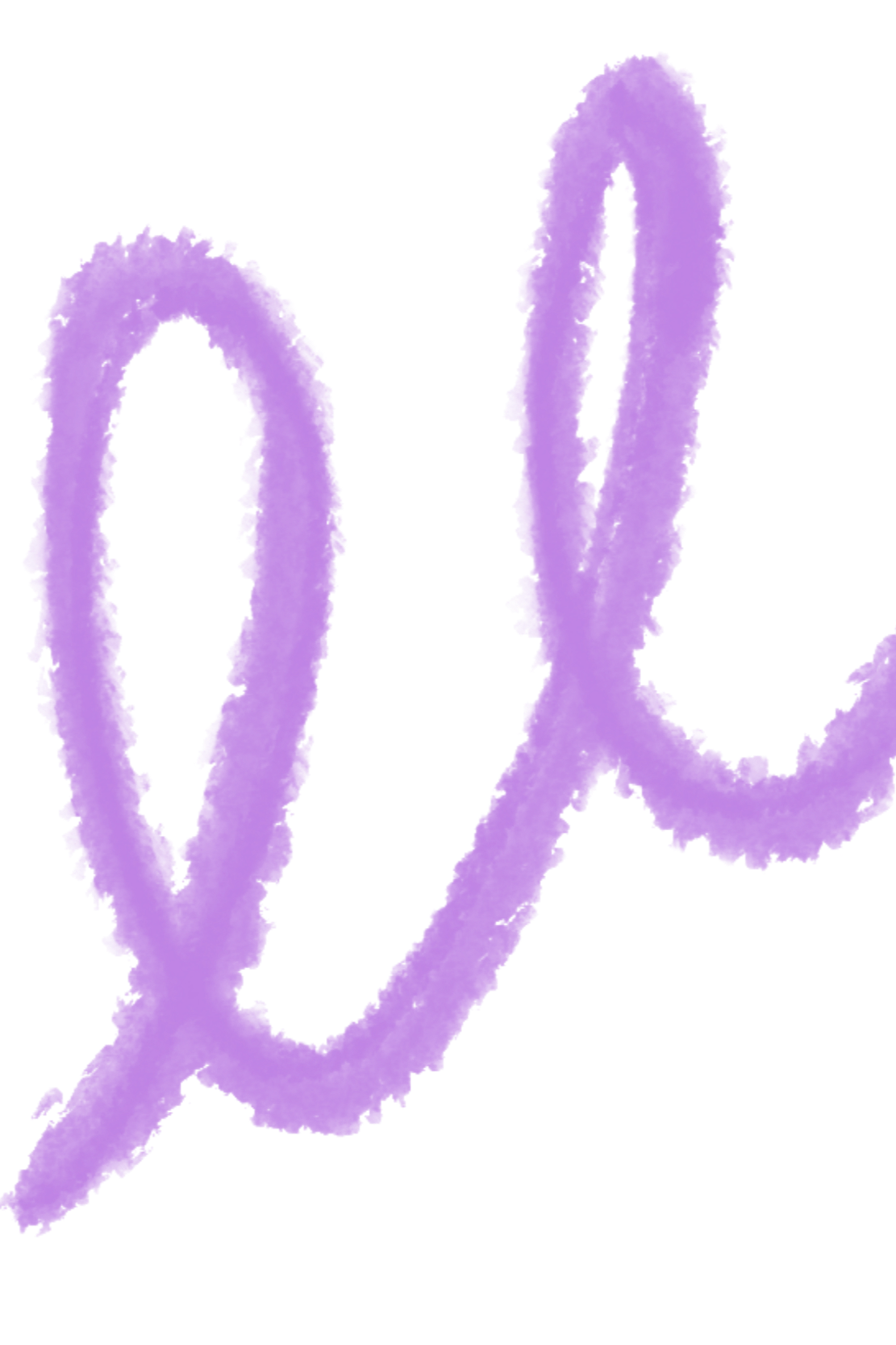 A purple, stylized scribble