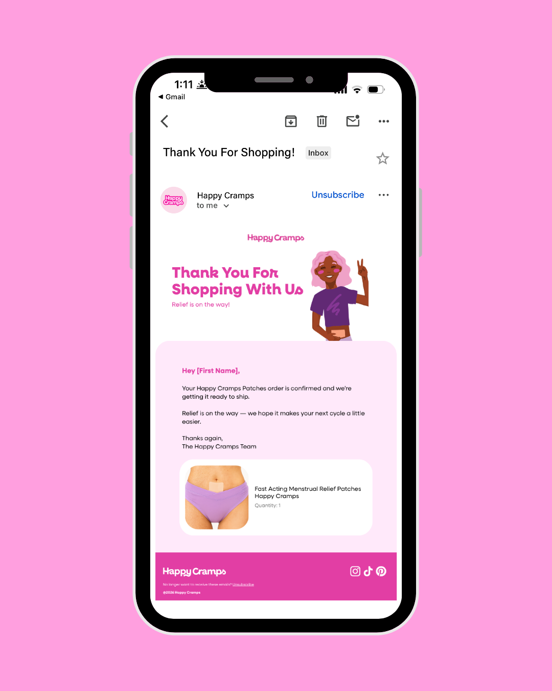 Happy Cramps Email Design.