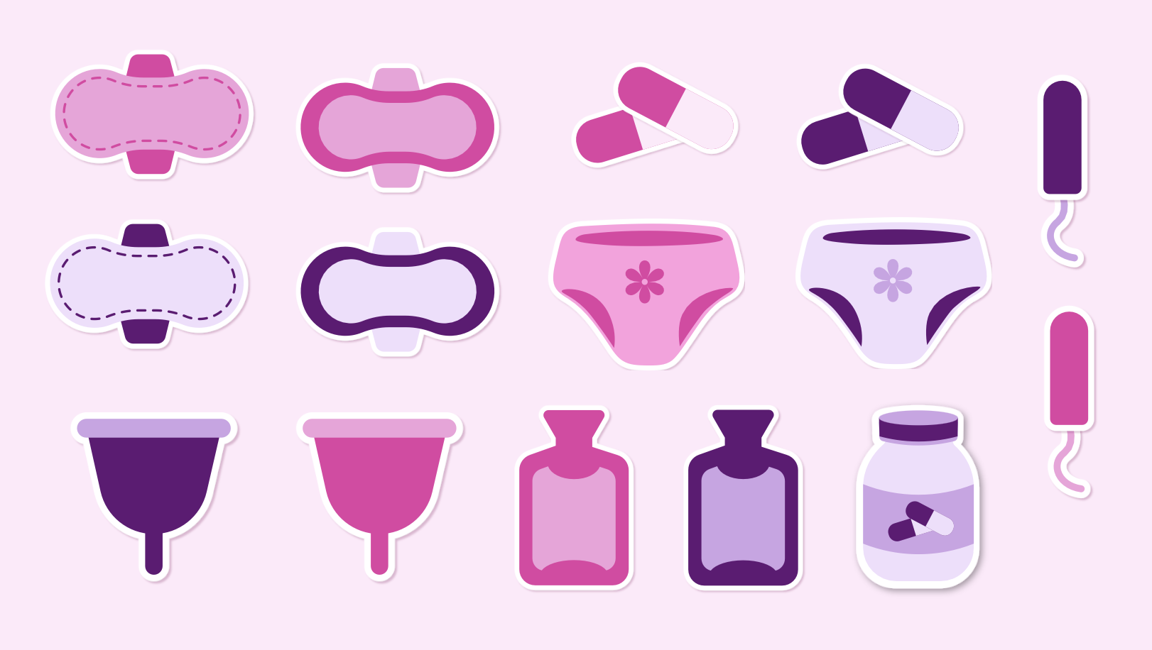 Happy Cramps sticker designs.