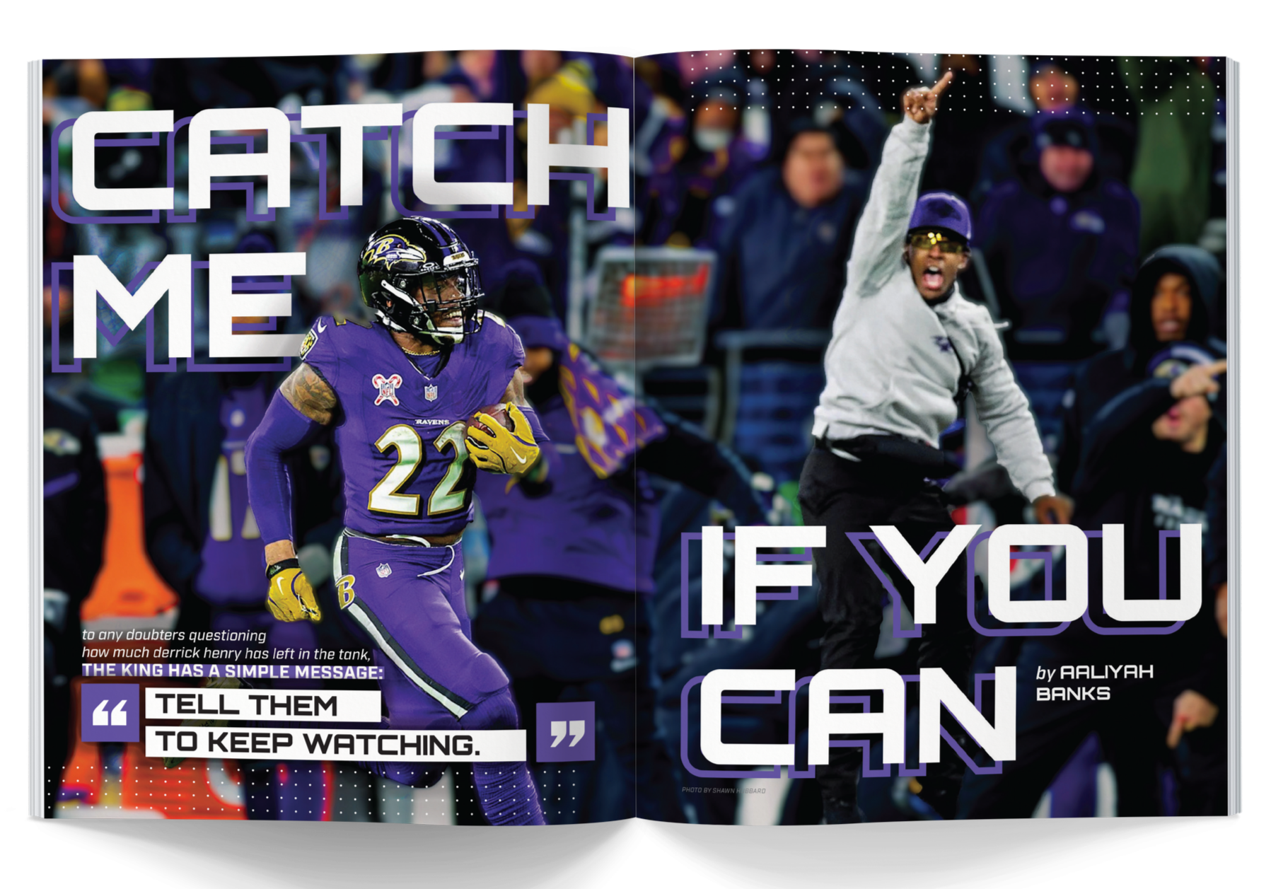 Mockup of the "Derrick Henry" cover story spread.