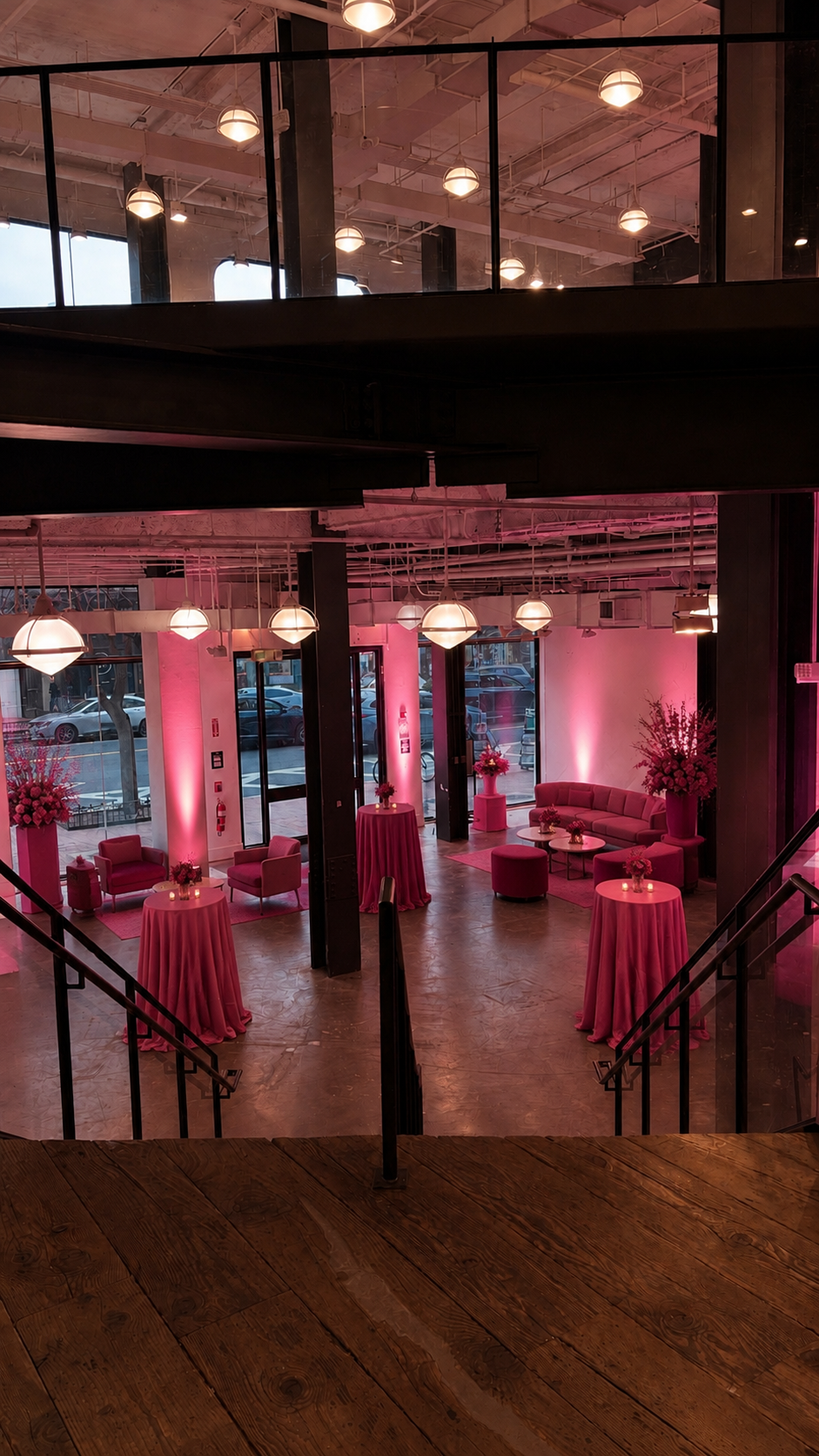 Magenta Loft Reception from Above.png