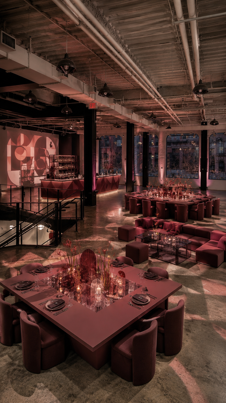 Industrial Marsala Banquet Hall at Dusk.png