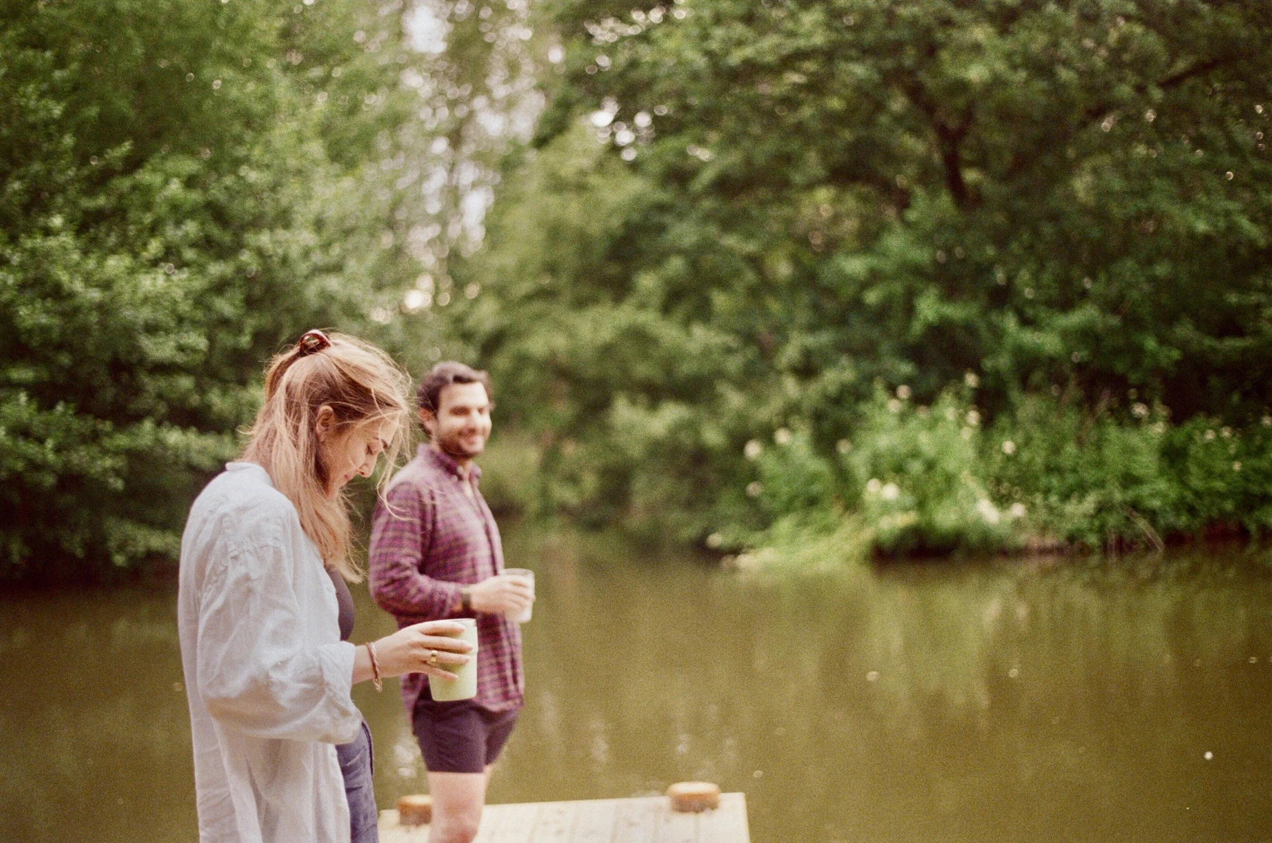 contemplating a pond swim in west sussex, england