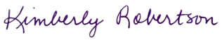 Signature reading 'Kimberly Robertson' in purple ink.
