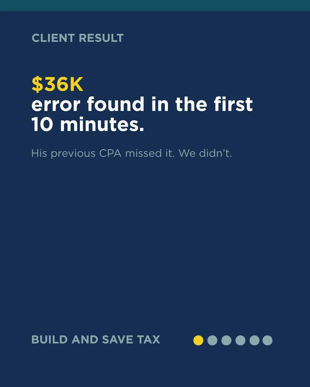 We reviewed a contractor's prior return, and found an error in the first 10 minutes of our call.

His previous CPA had mishandled a capital gains transaction. $36,000. On a return that was already filed and closed.

We amended it. Estimated refund: $